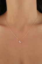 14ct Gold Pink Enamel Butterfly Necklace