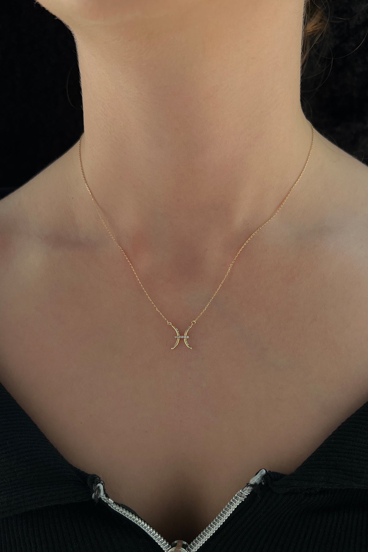 14ct Gold Pisces Zodiac Sign Necklace