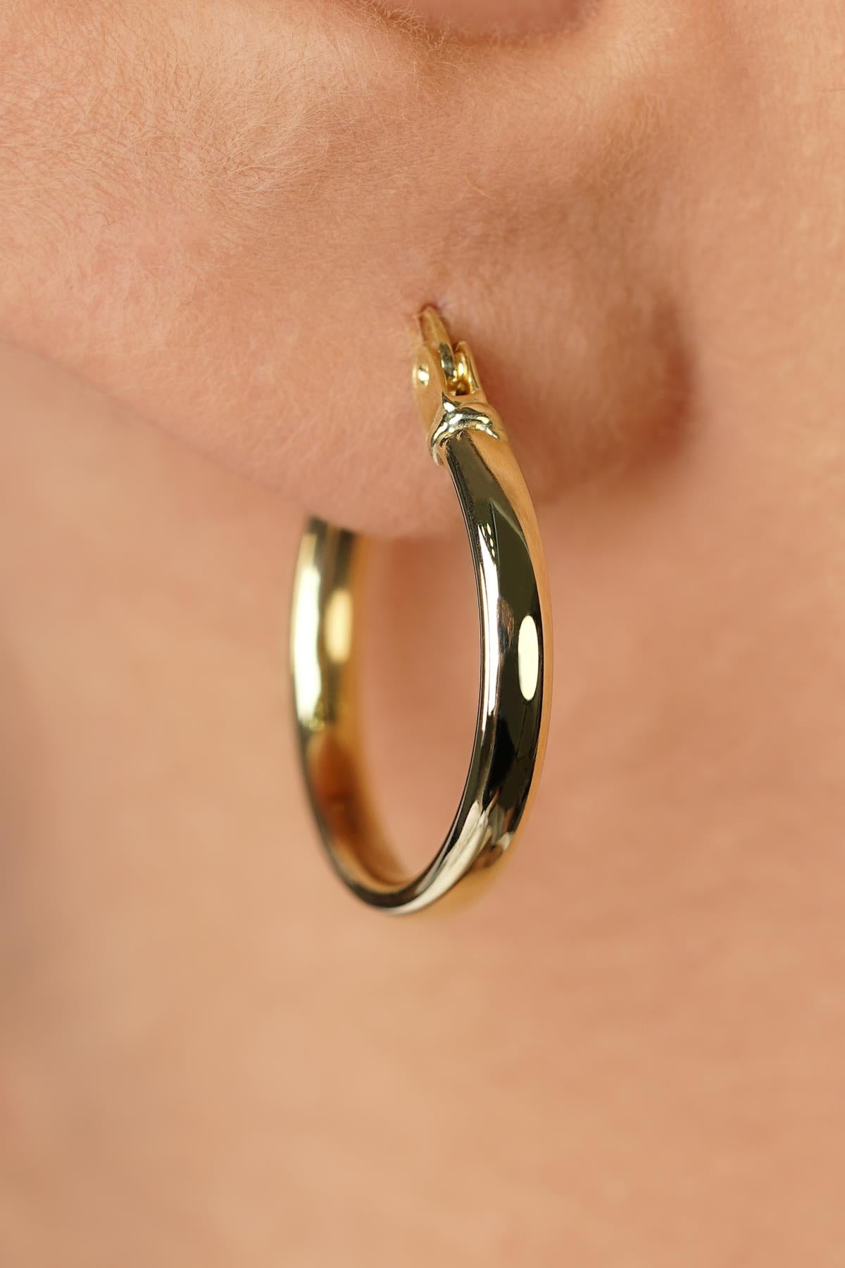 14ct Gold Plain Tube Hoop Earrings