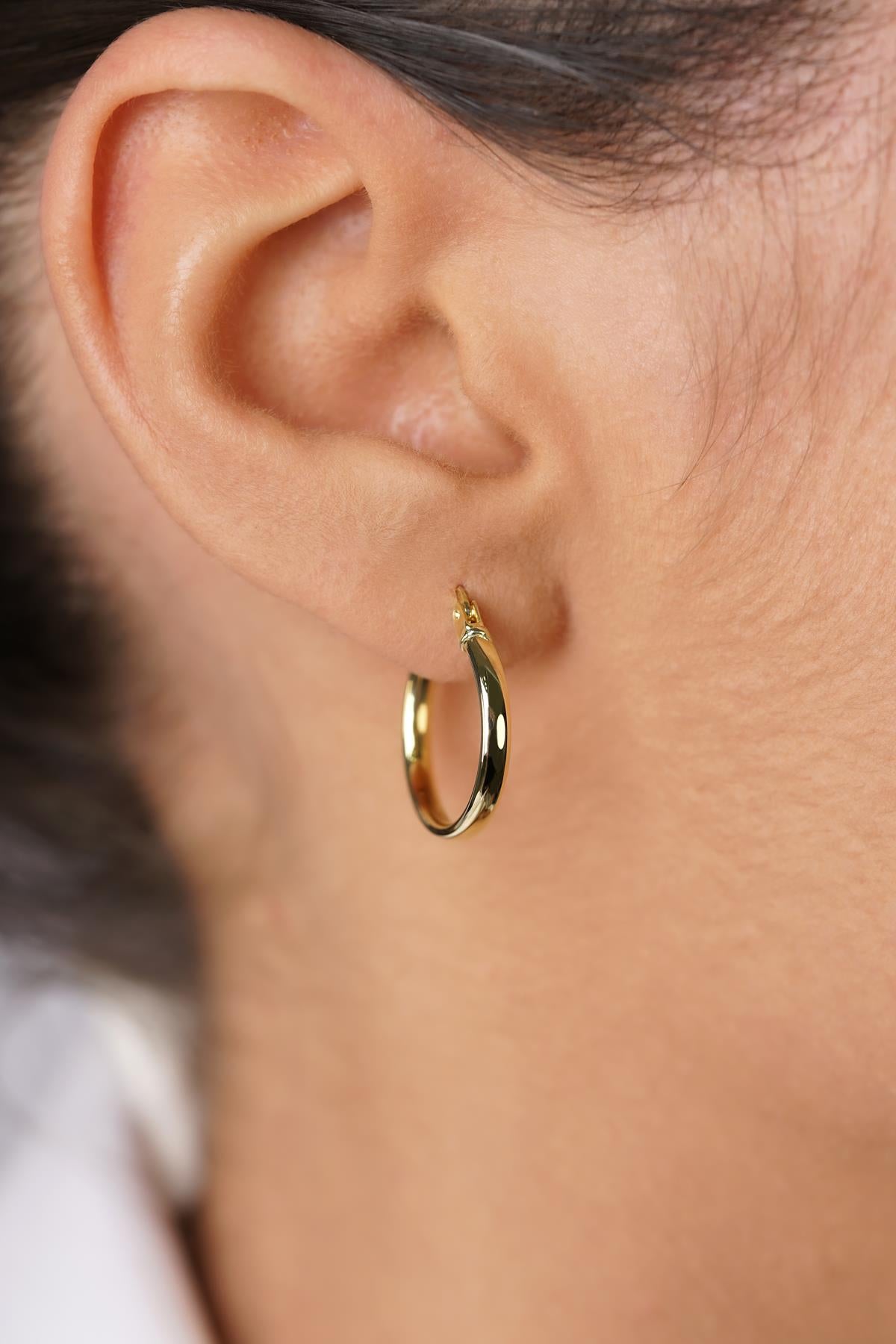14ct Gold Plain Tube Hoop Earrings
