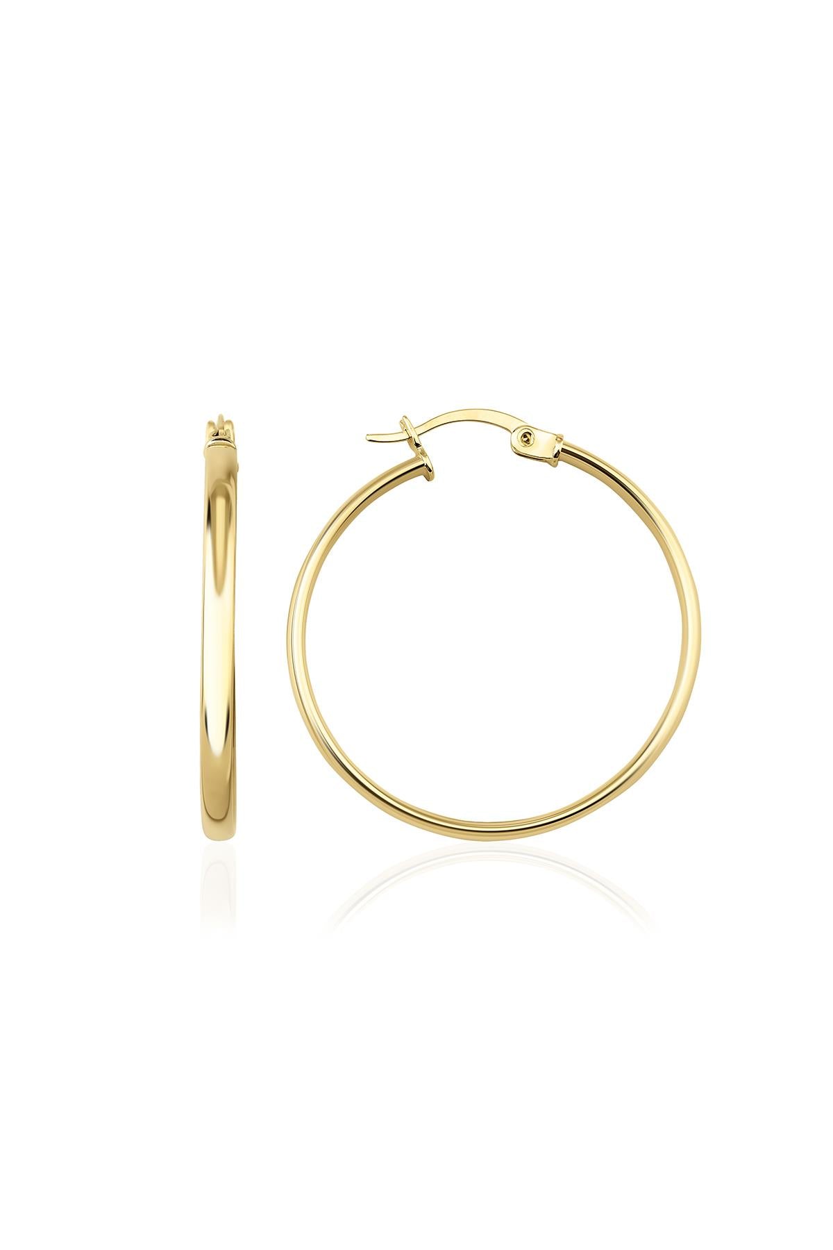 14ct Gold Plain Tube Hoop Earrings