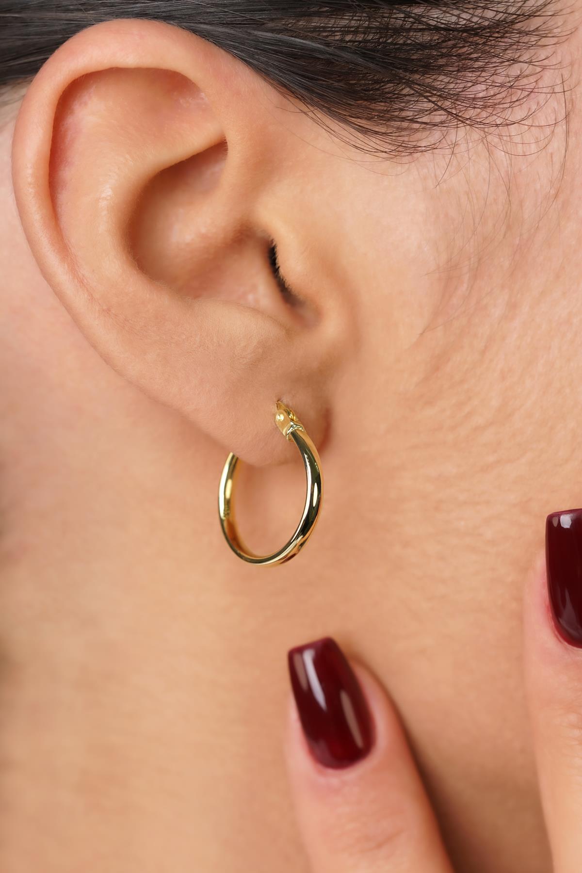 14ct Gold Plain Tube Hoop Earrings