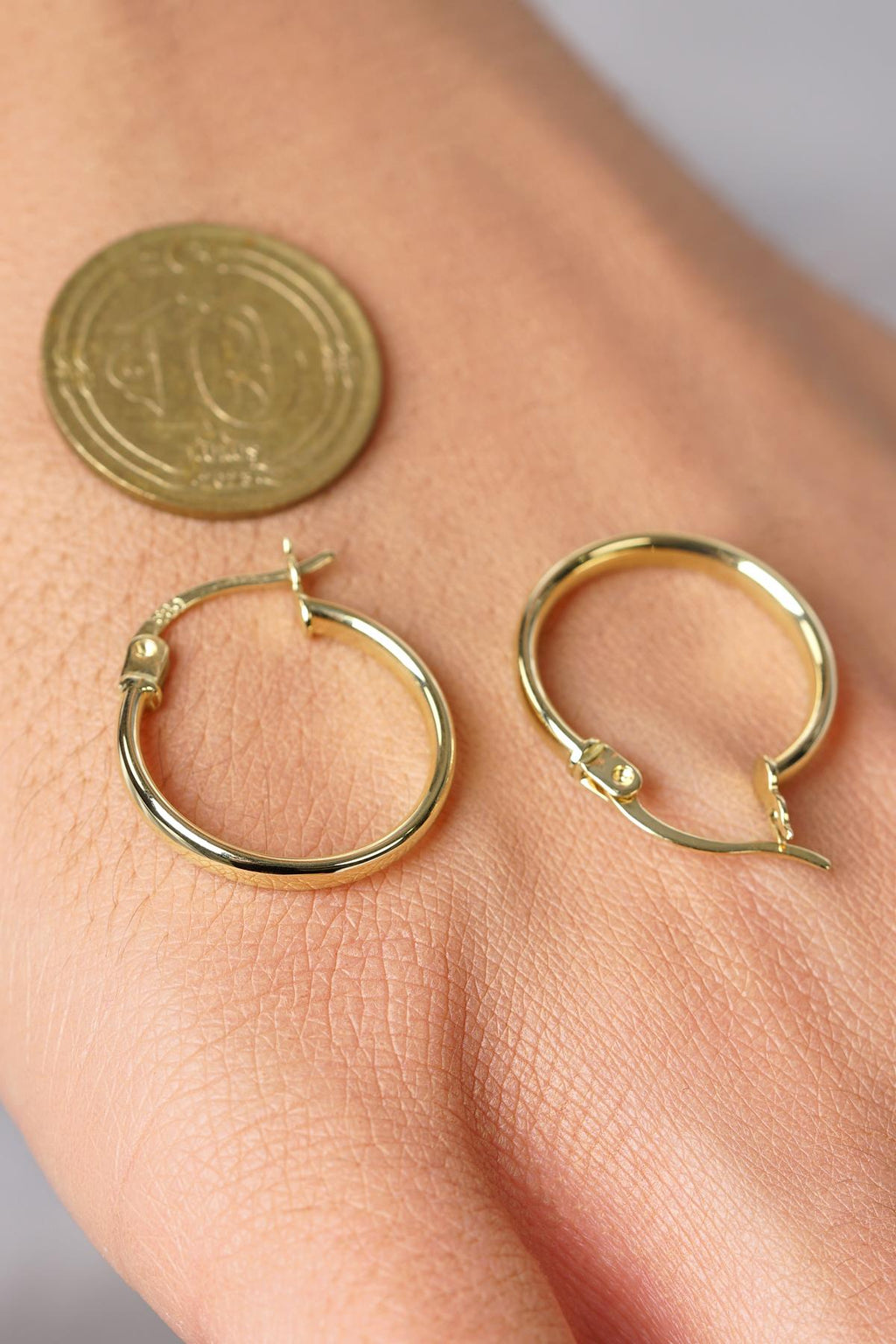14ct Gold Plain Tube Hoop Earrings