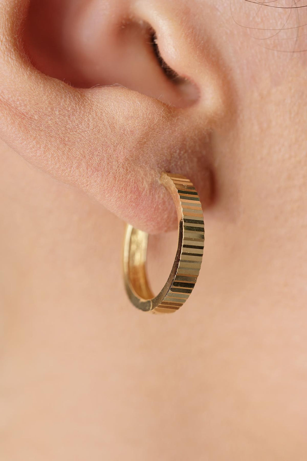 14ct Gold Polished Medium Hoop Earrings