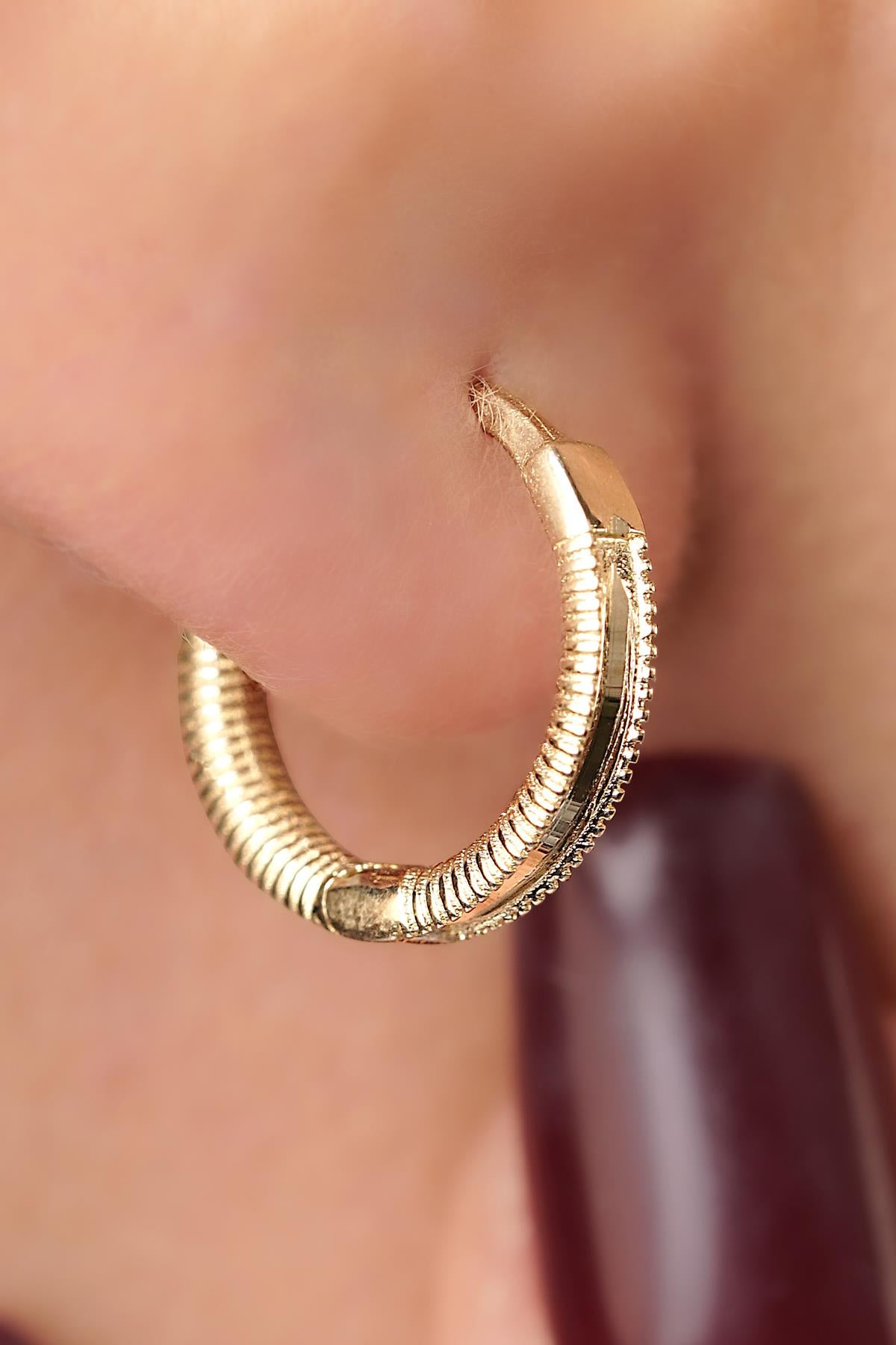 14ct Gold Polished Mini Ajda Hoop Earrings