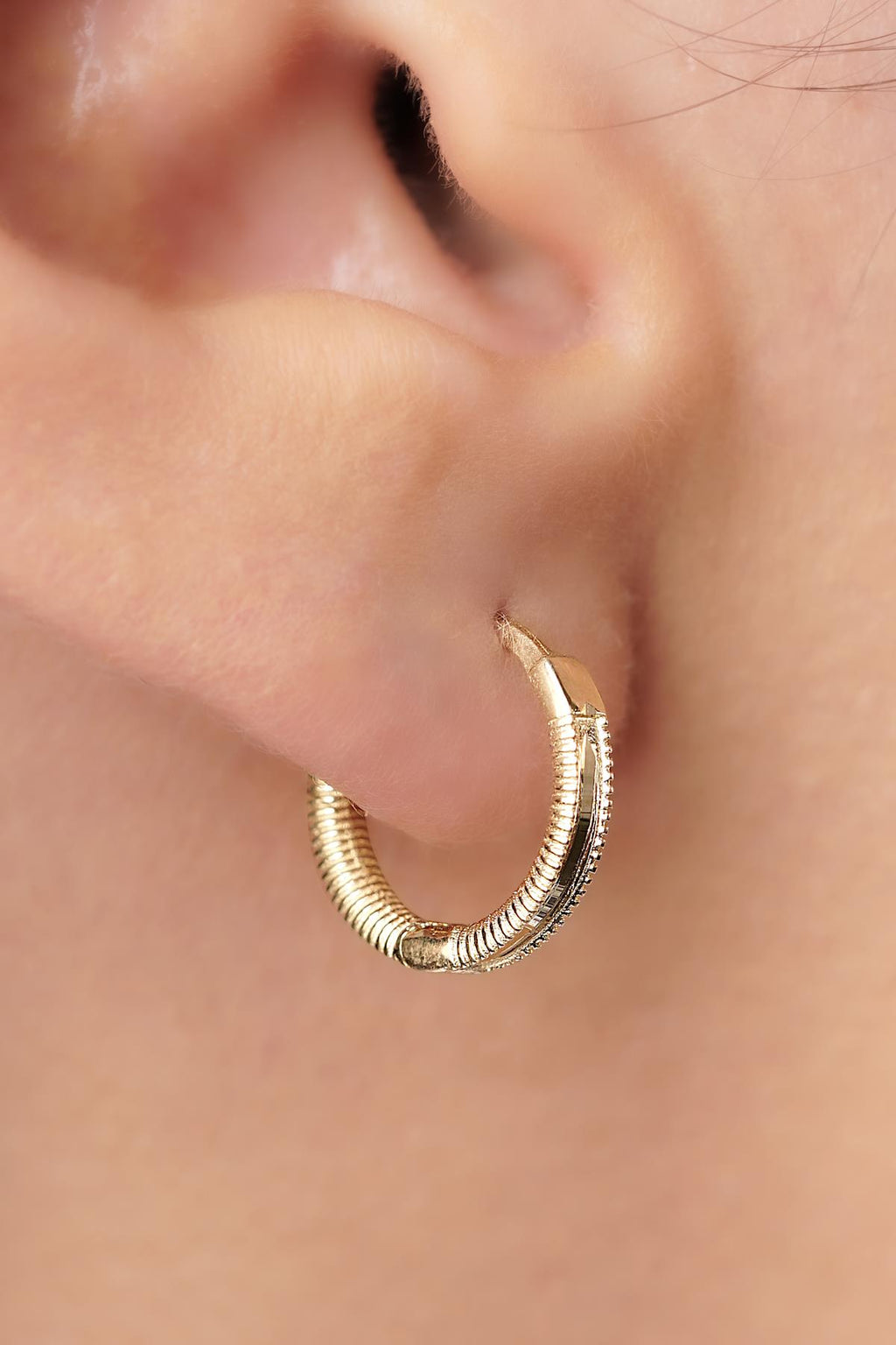 14ct Gold Polished Mini Ajda Hoop Earrings
