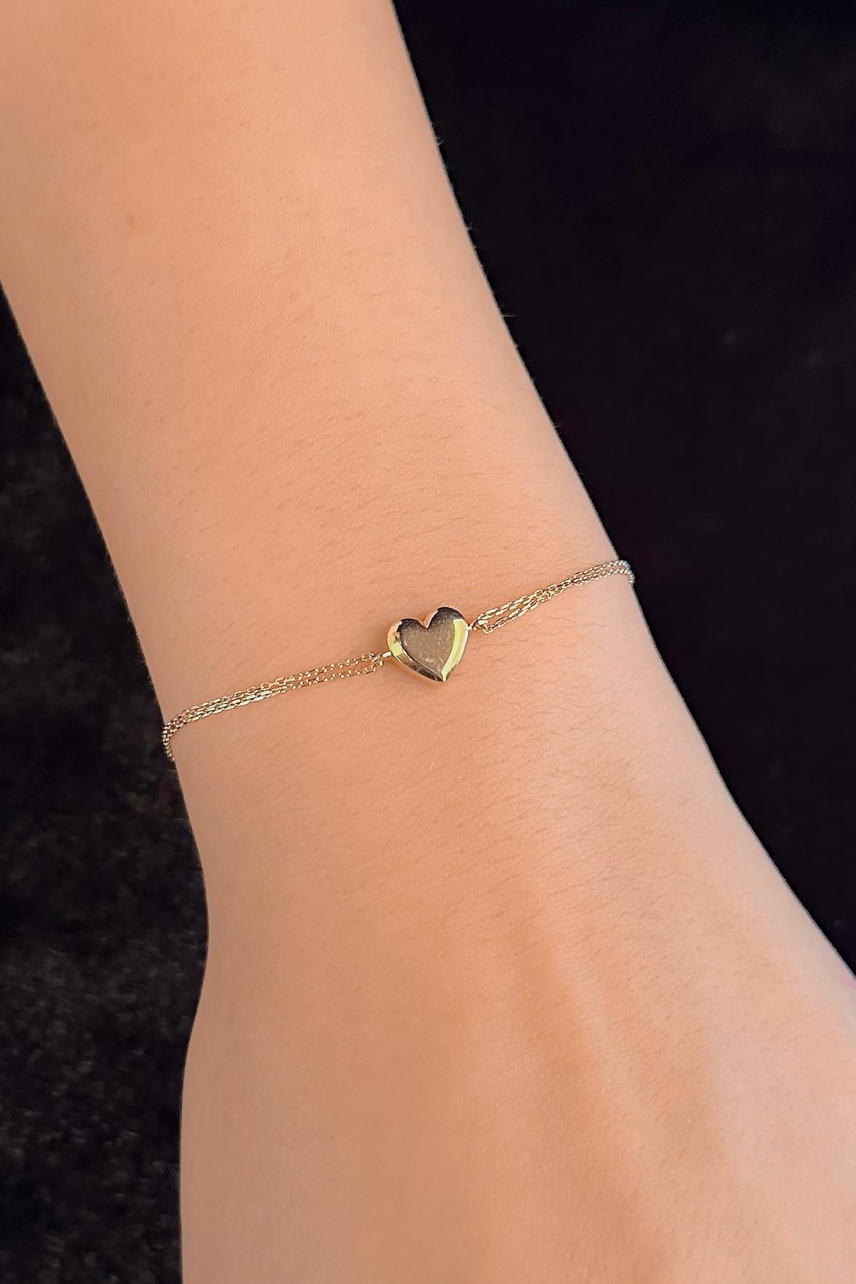 14ct Gold Puffy Heart Bracelet