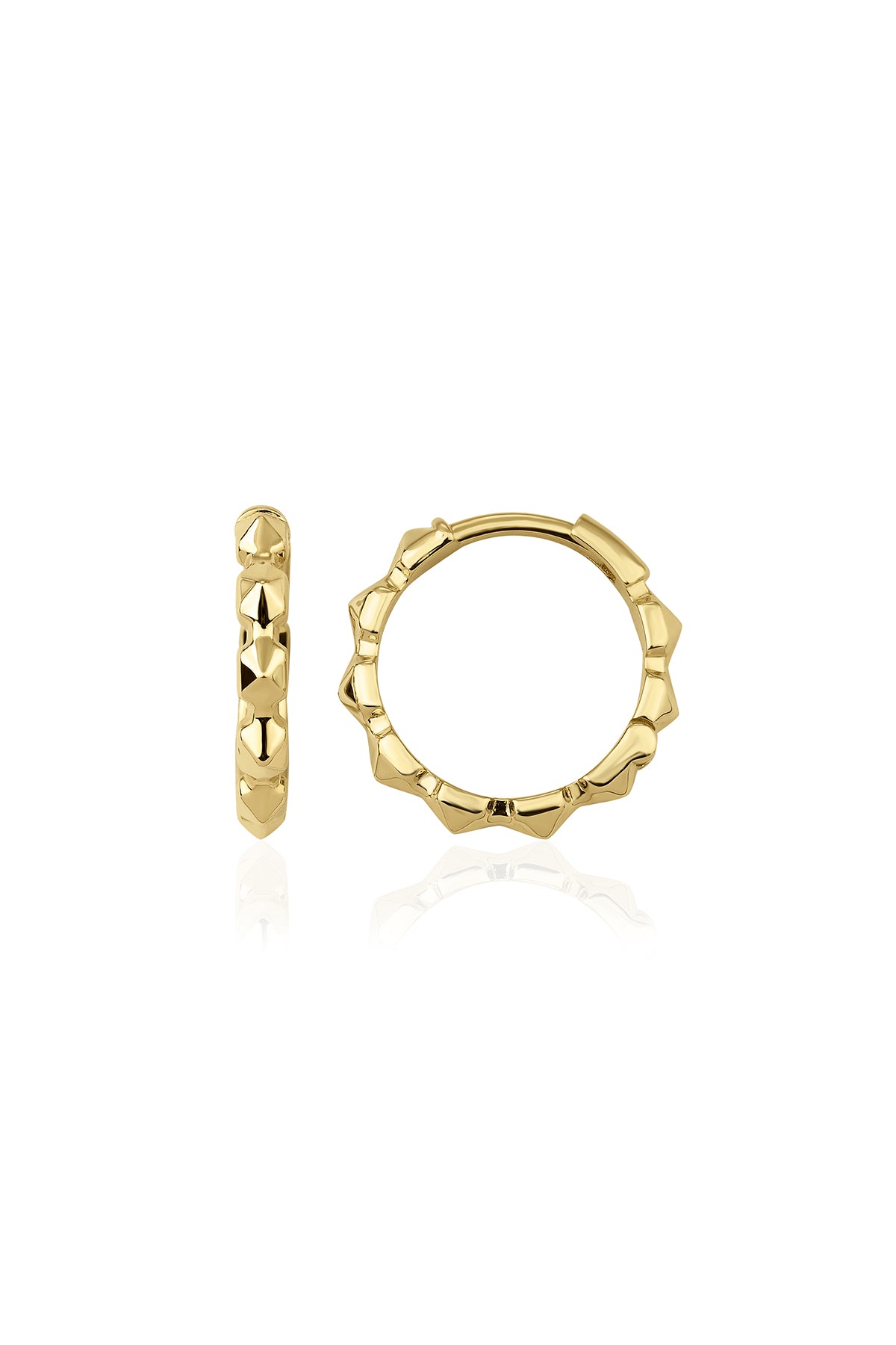 14ct Gold Pyramid Huggie Earrings