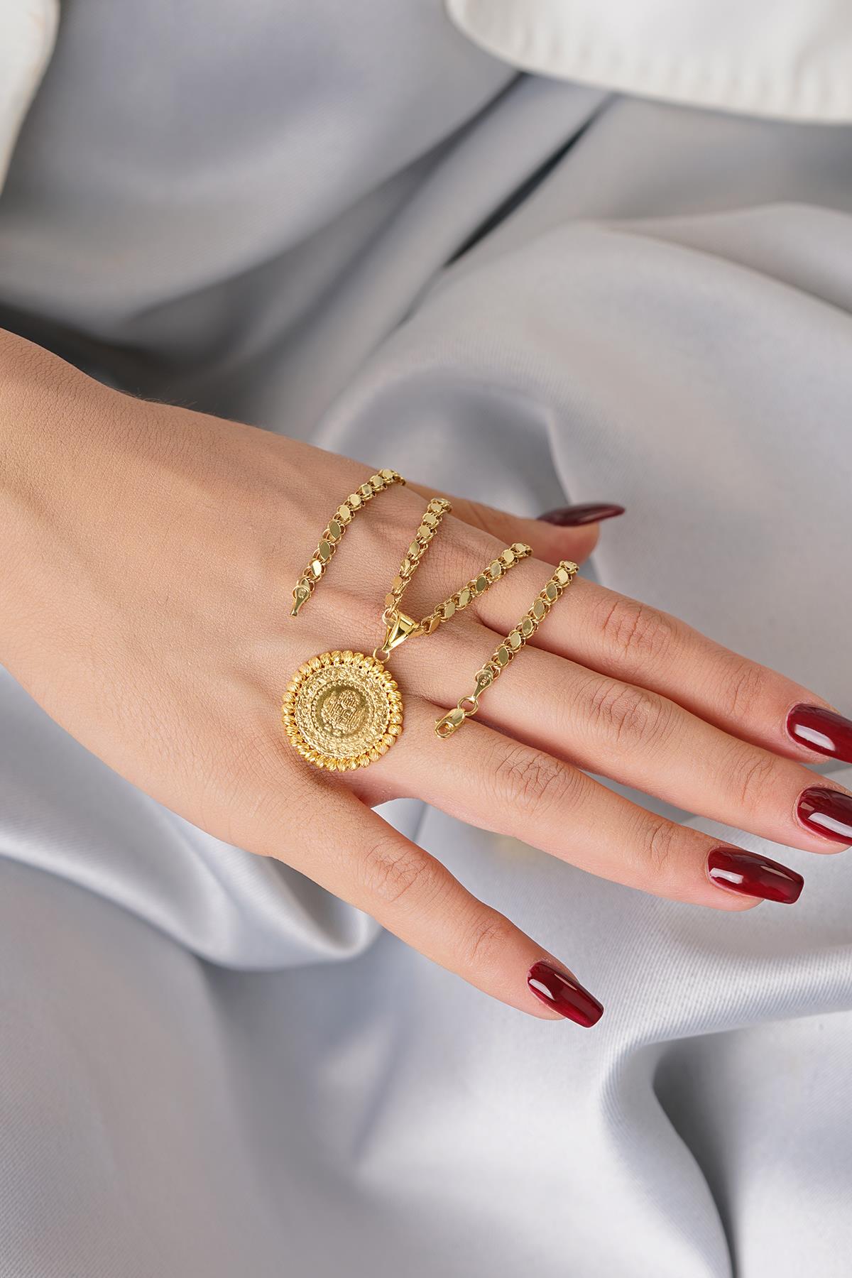 14ct Gold Quarter Coin with Sequin Halep Chain Necklace