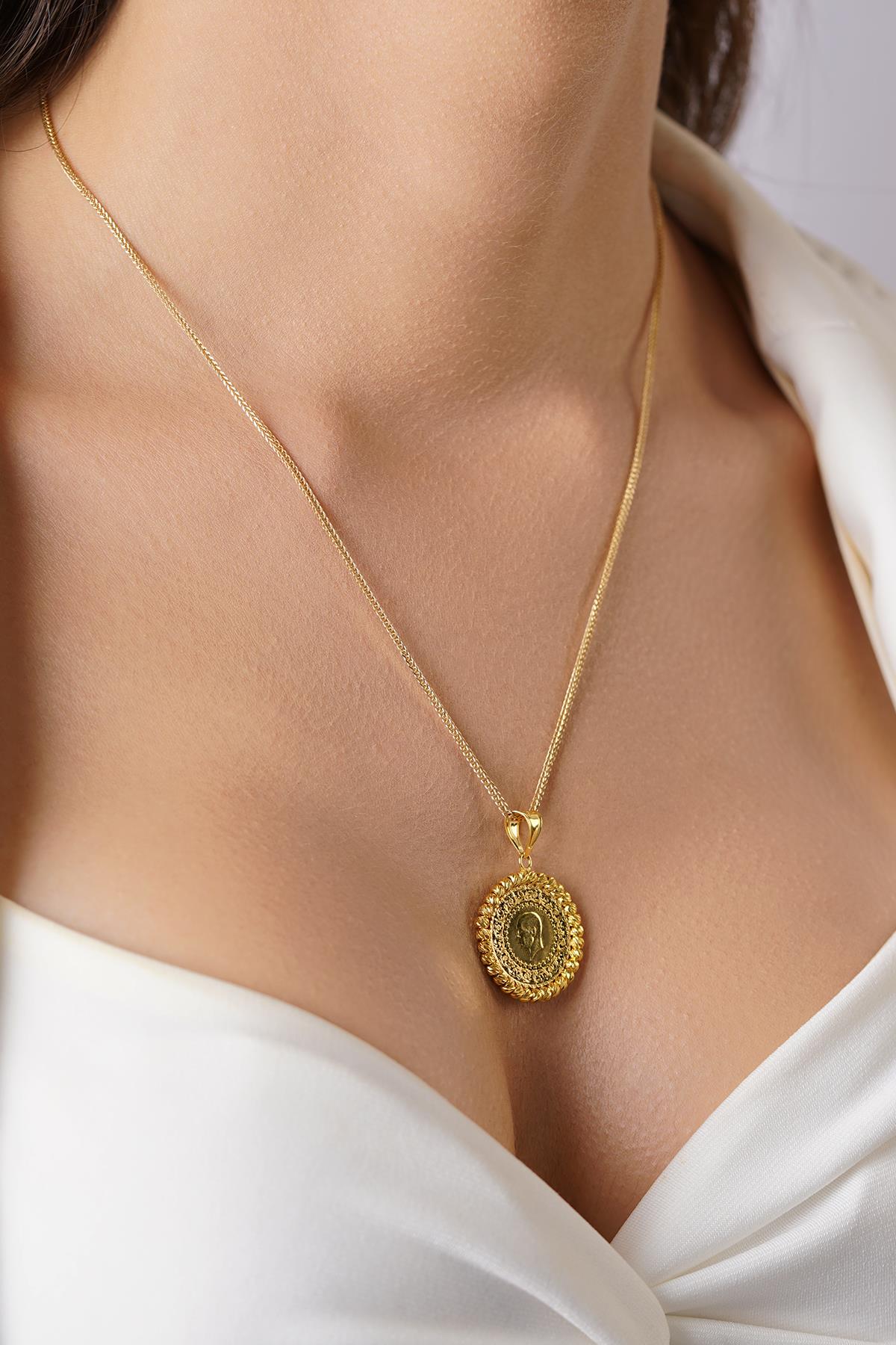 14ct Gold Quarter Coin with Silk Chain Necklace