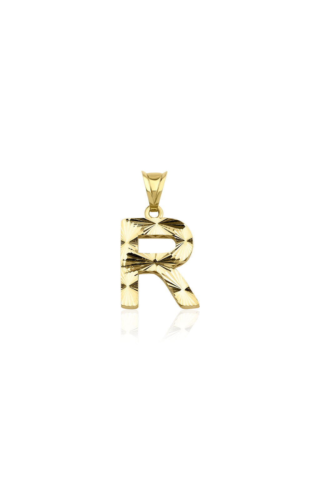 14ct Gold R Letter Mini Shine Pendant