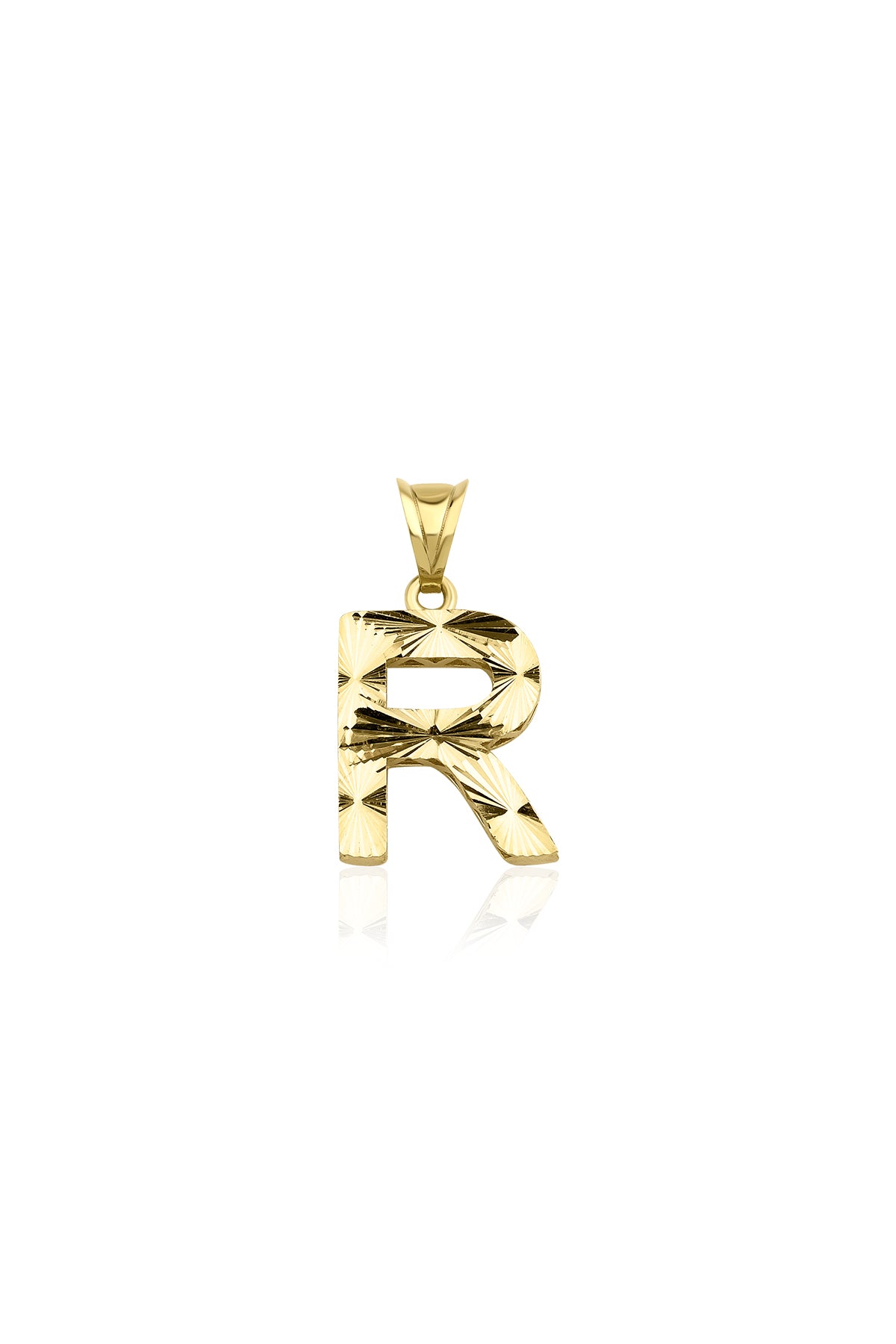 14ct Gold R Letter Mini Shine Pendant