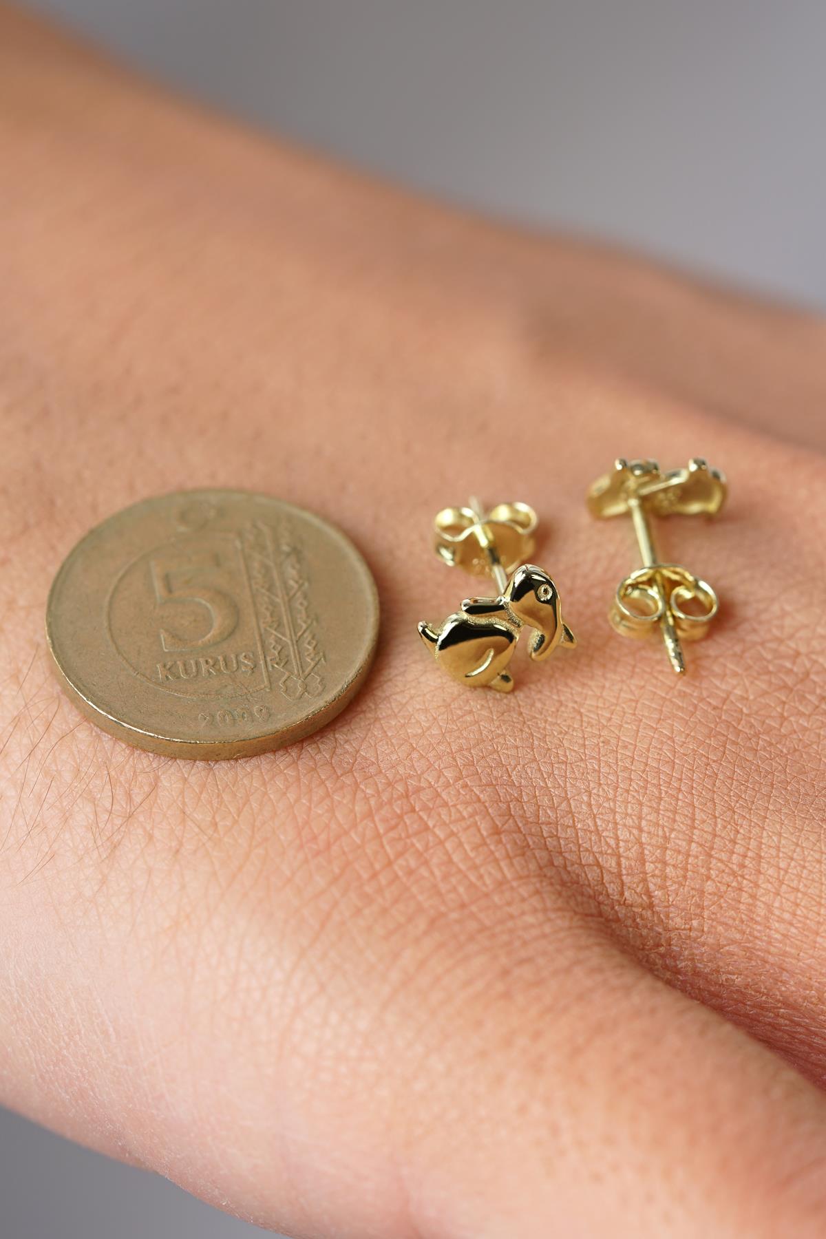 14ct Gold Rabbit Shaped Stud Earrings