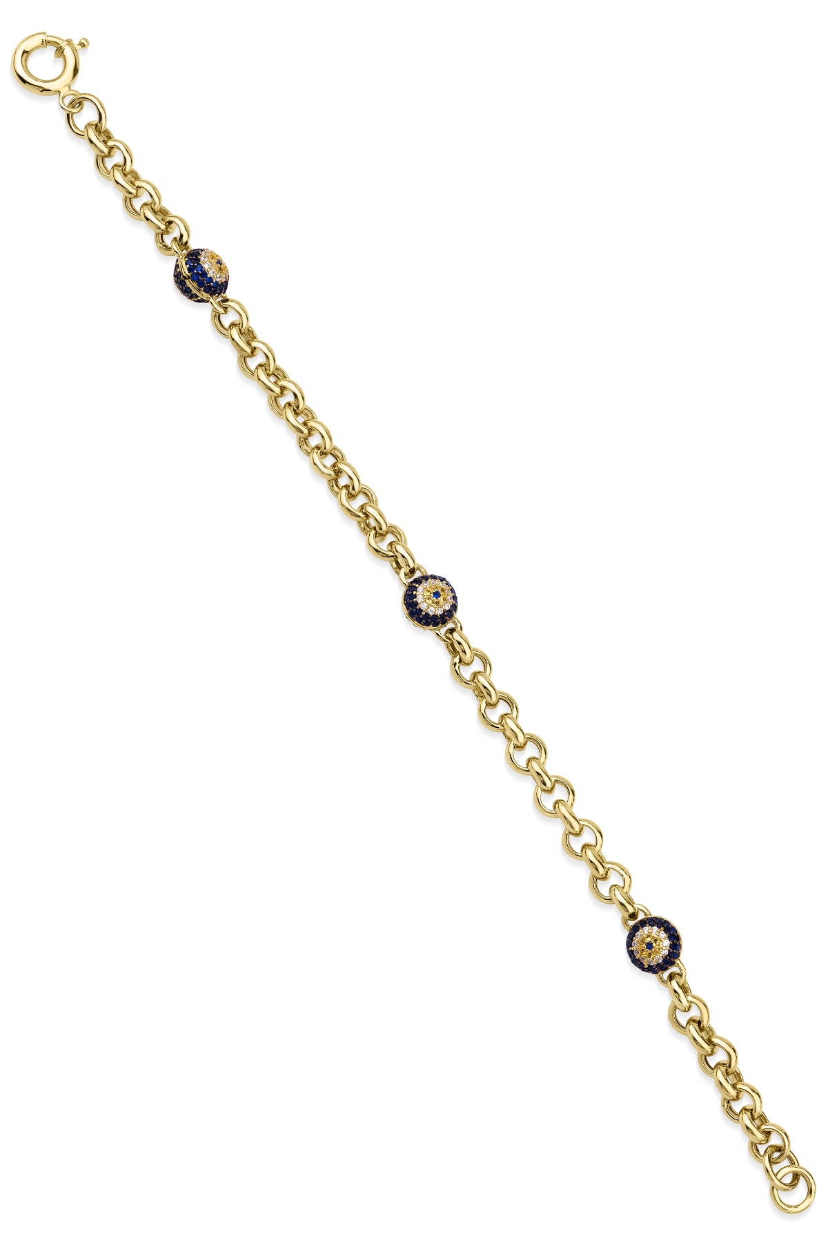14ct Gold Rolo Bracelet Evil Eye Bracelet