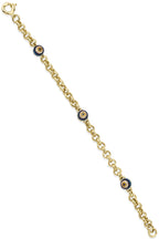 14ct Gold Rolo Turquoise Evil Eye Bracelet