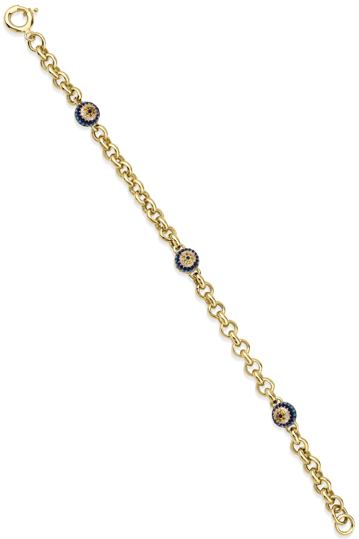 14ct Gold Rolo Turquoise Evil Eye Bracelet