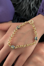 14ct Gold Rolo Turquoise Evil Eye Bracelet