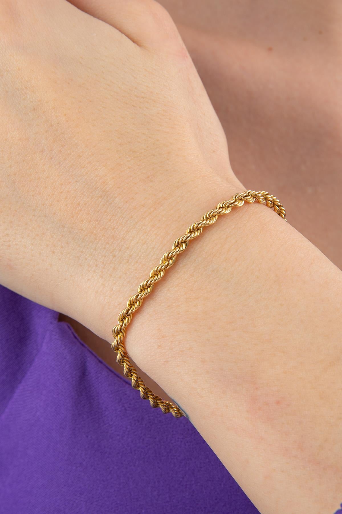 14ct Gold Rope Chain Bracelet  0.124 inch