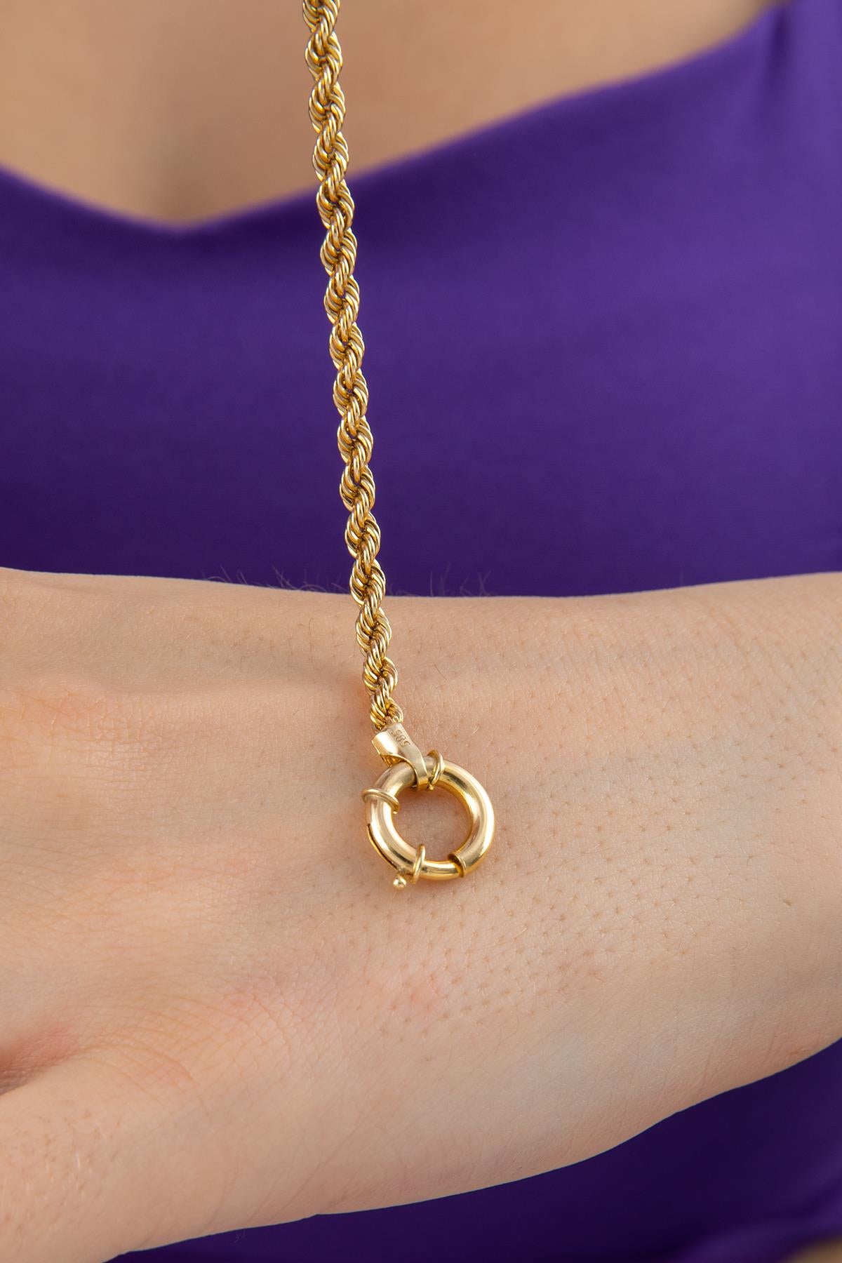 14K Gold Rope Chain Bracelet  0.124 inch