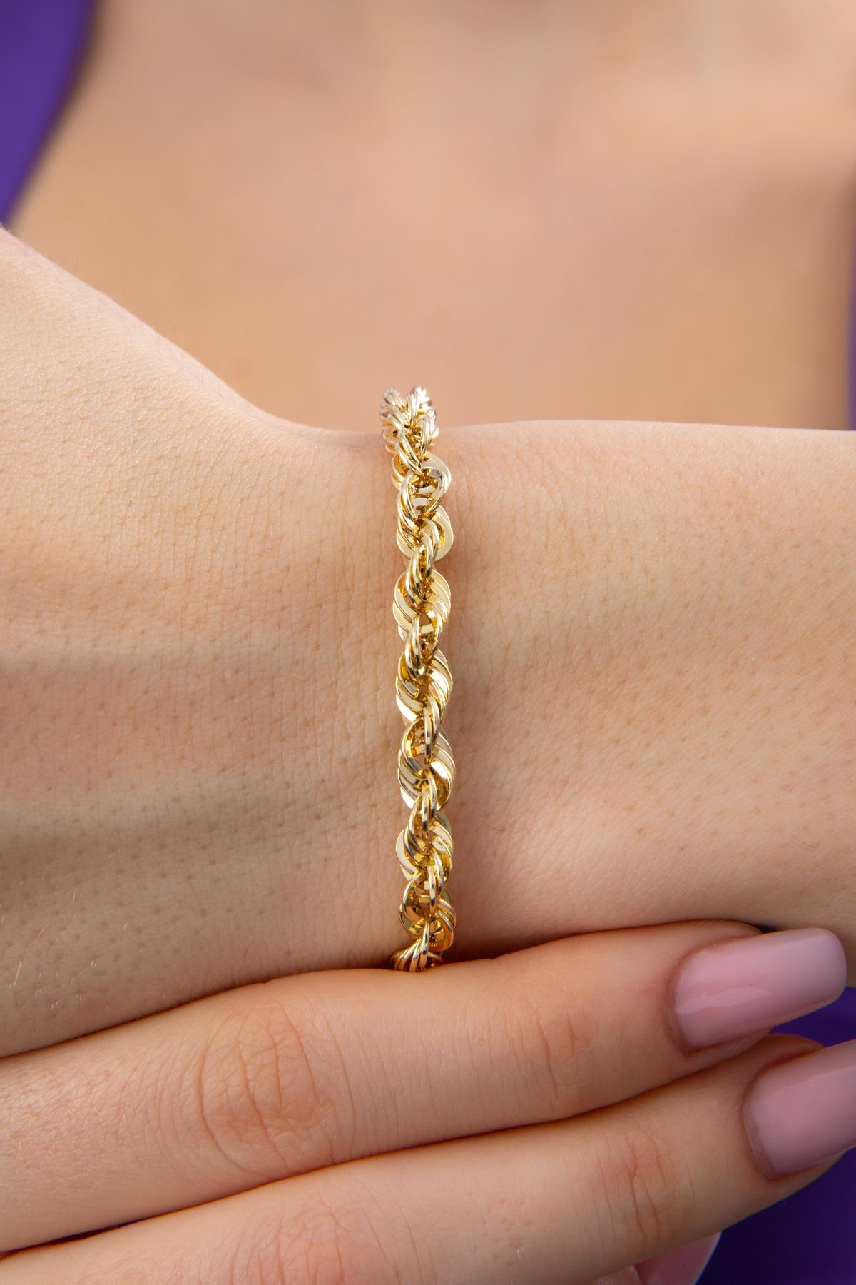 14K Gold Rope Chain Bracelet  0.200 inch