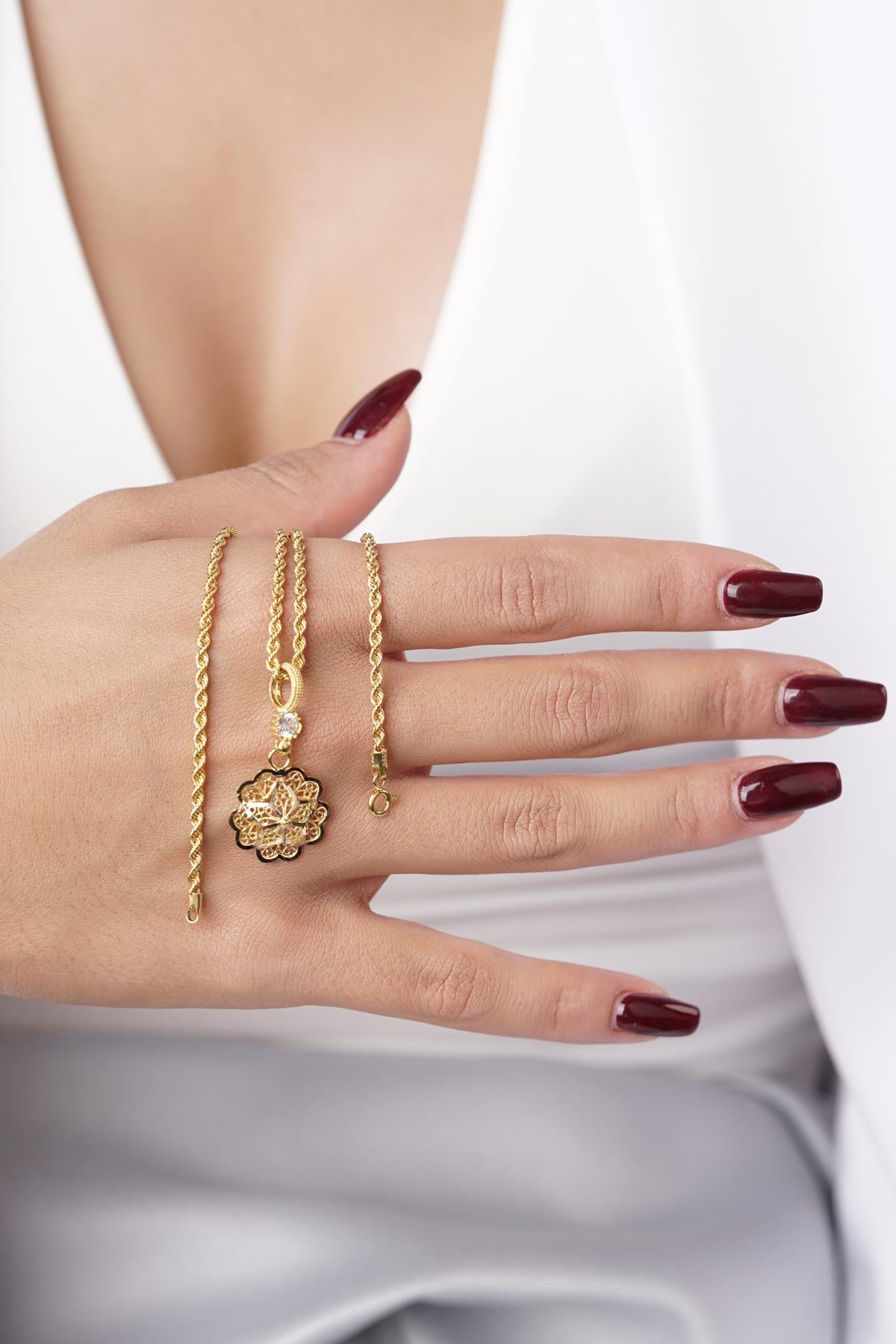 14ct Gold Rose Motif Filigree Set – Mother’s Set