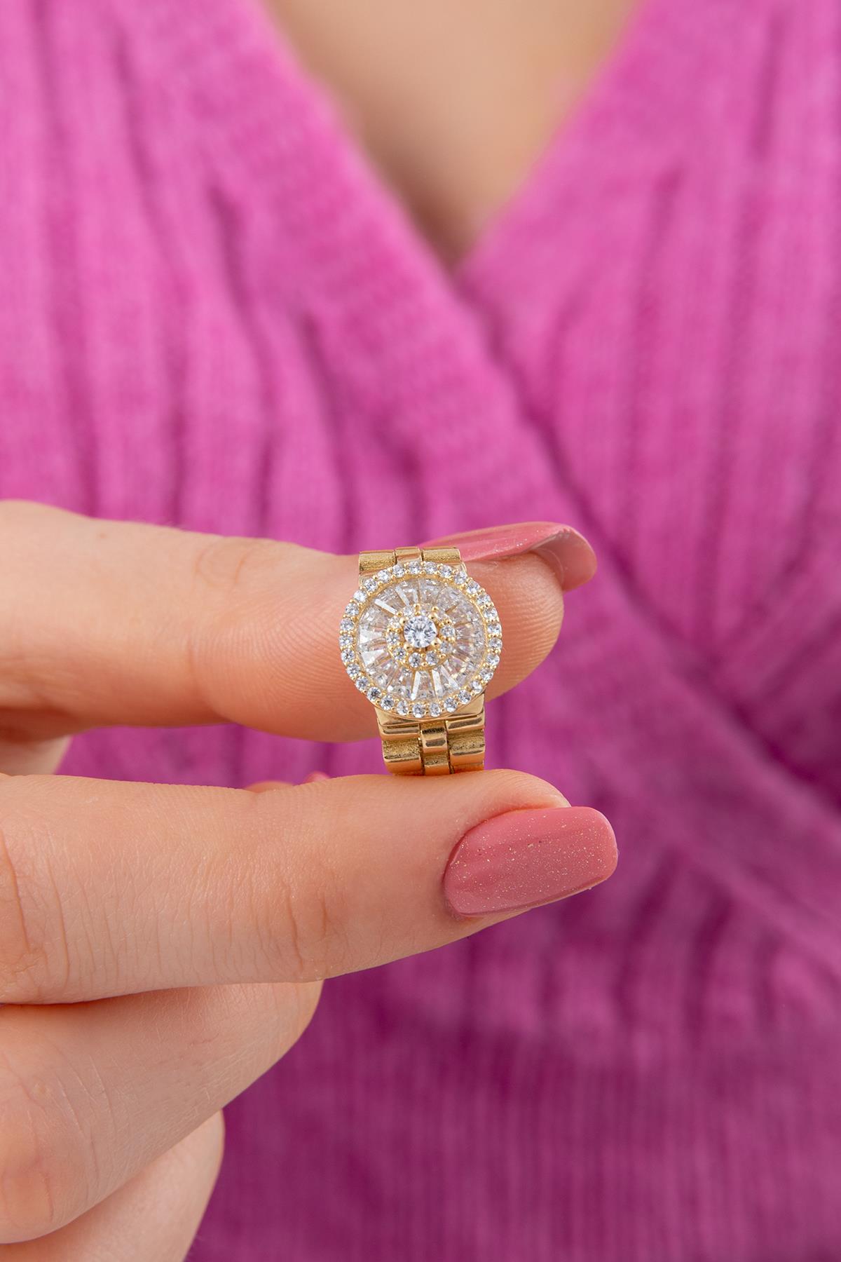 14K Gold Round Baguette Cord Ring