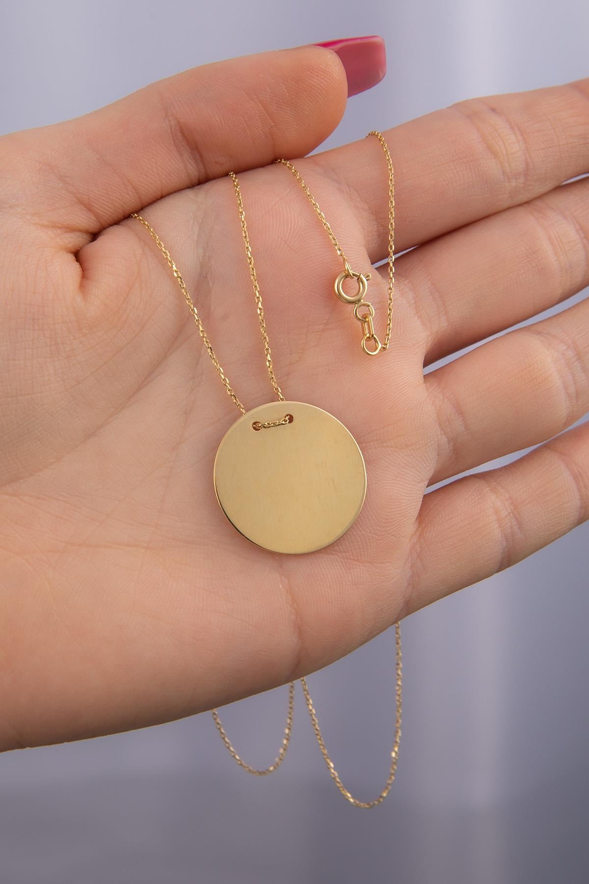 14ct Gold Round Plate Necklace