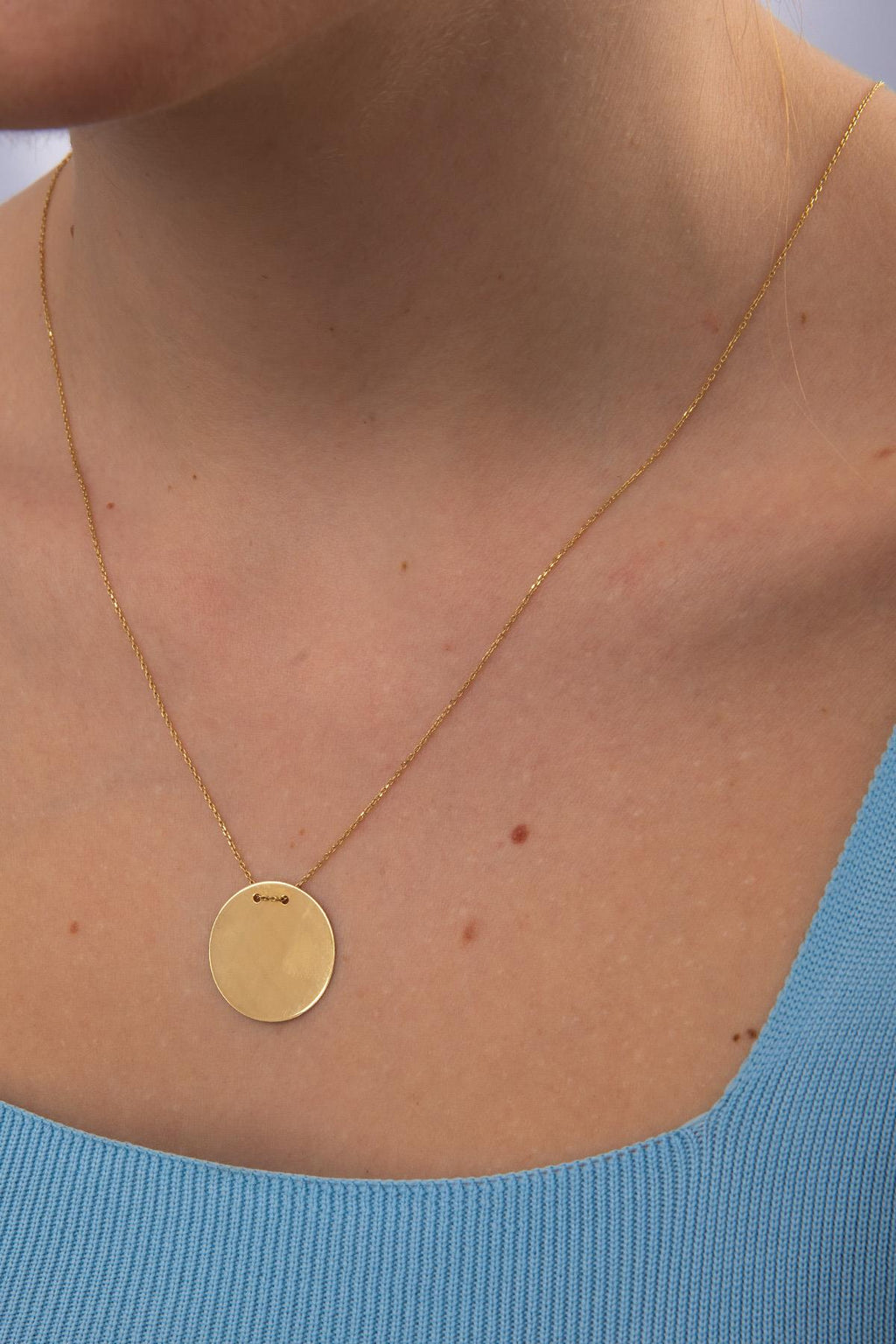 14ct Gold Round Plate Necklace