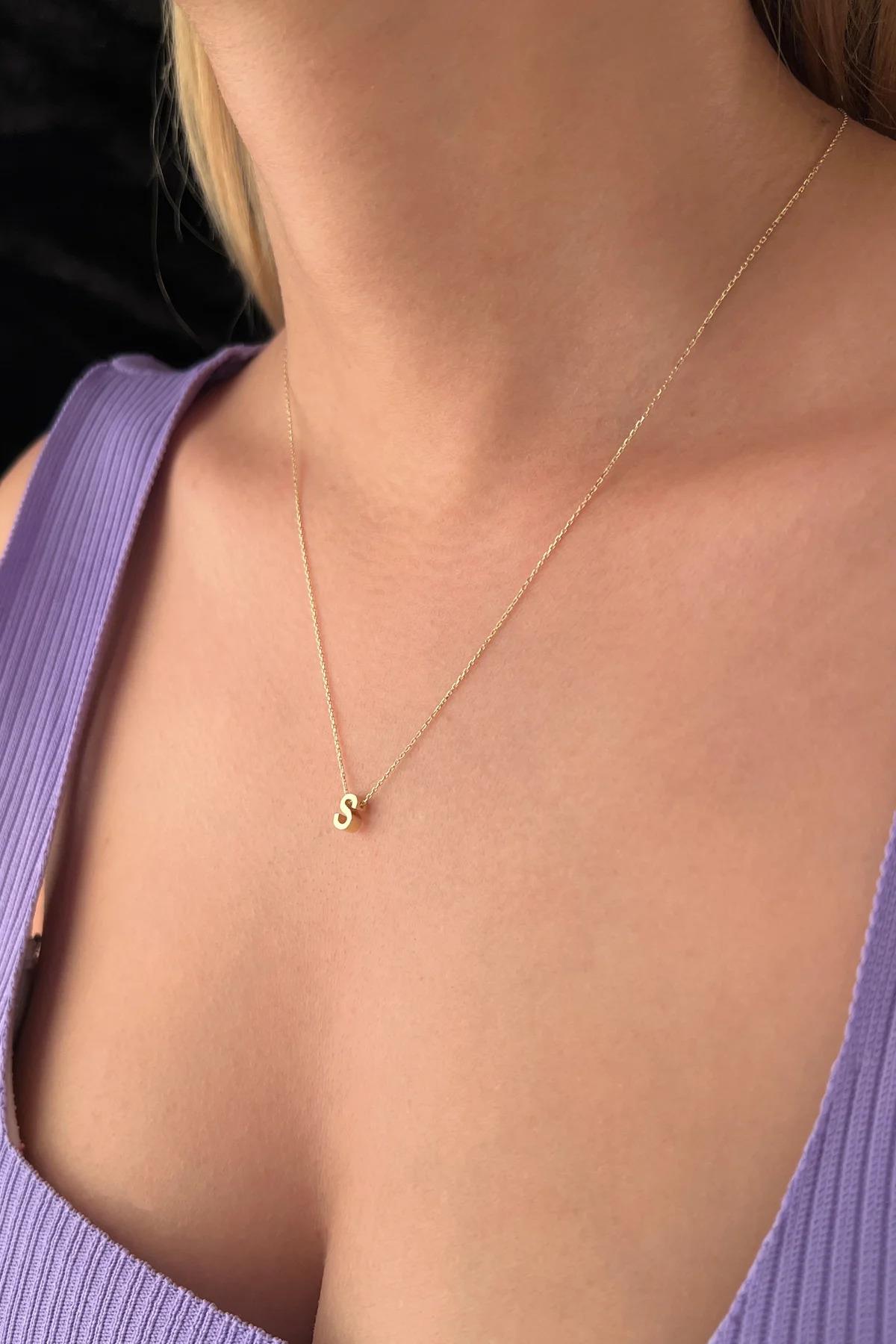 14ct Gold S Initial Necklace