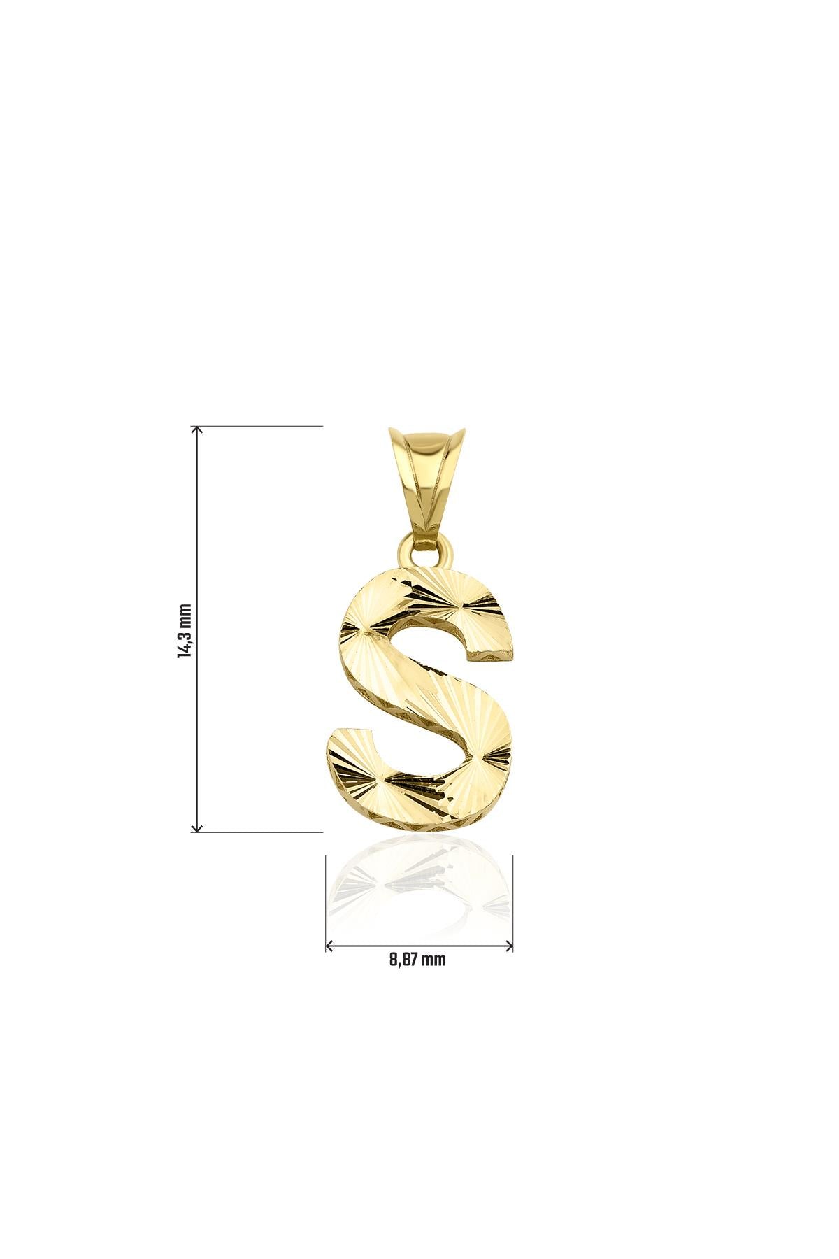 14ct Gold S Letter Mini Shine Pendant