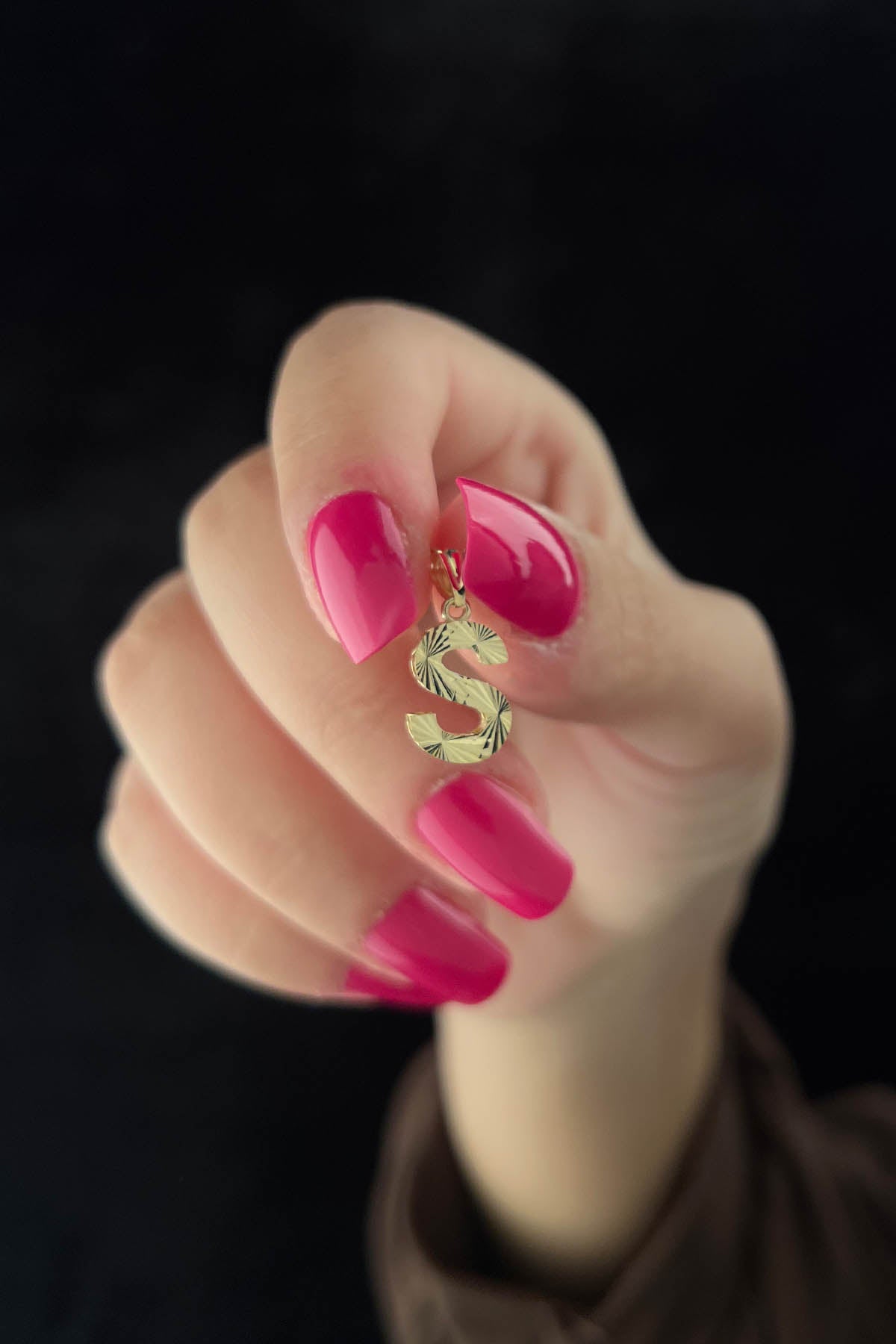 14ct Gold S Letter Mini Shine Pendant