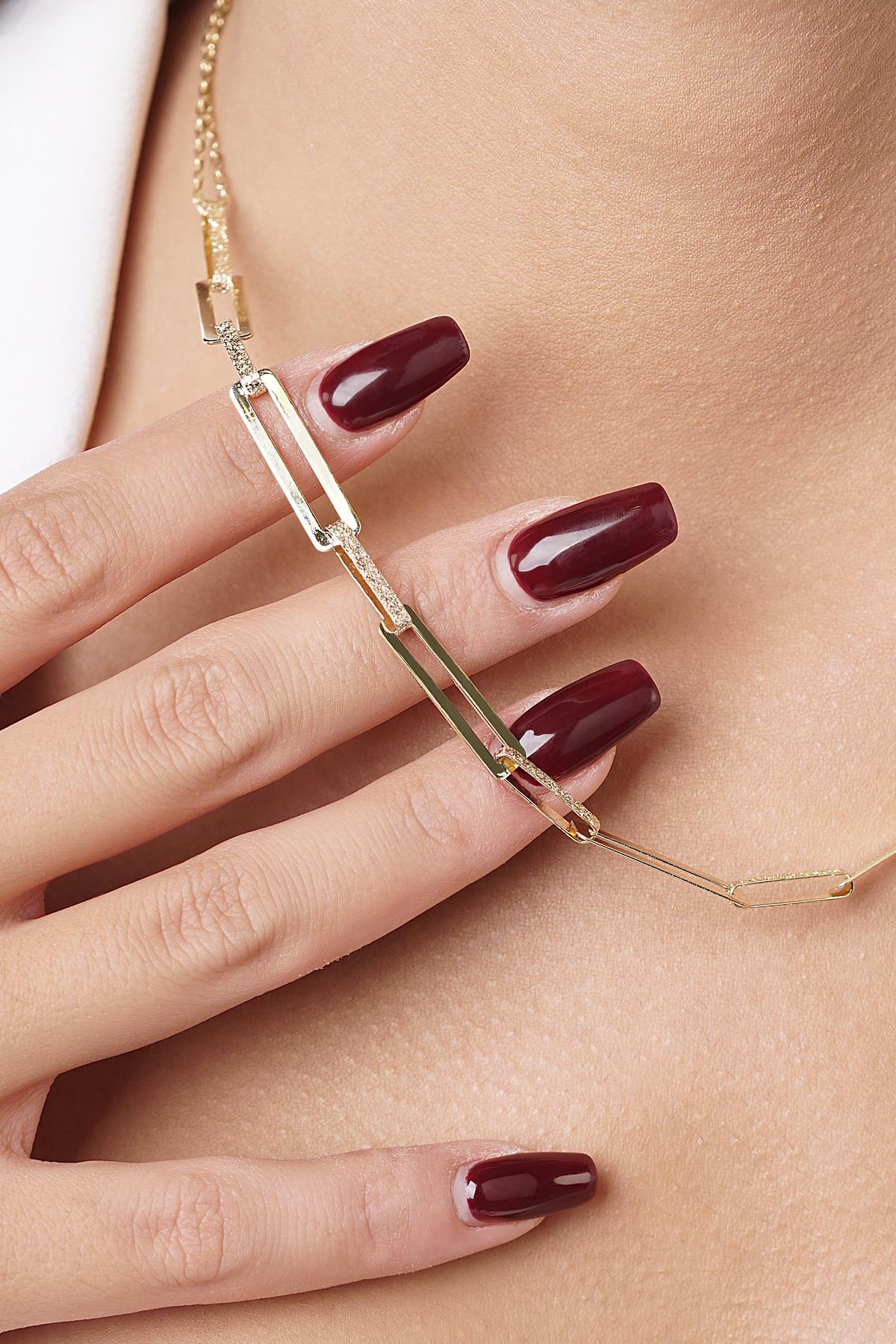 14ct Gold Sandblasted Paperclip Necklace