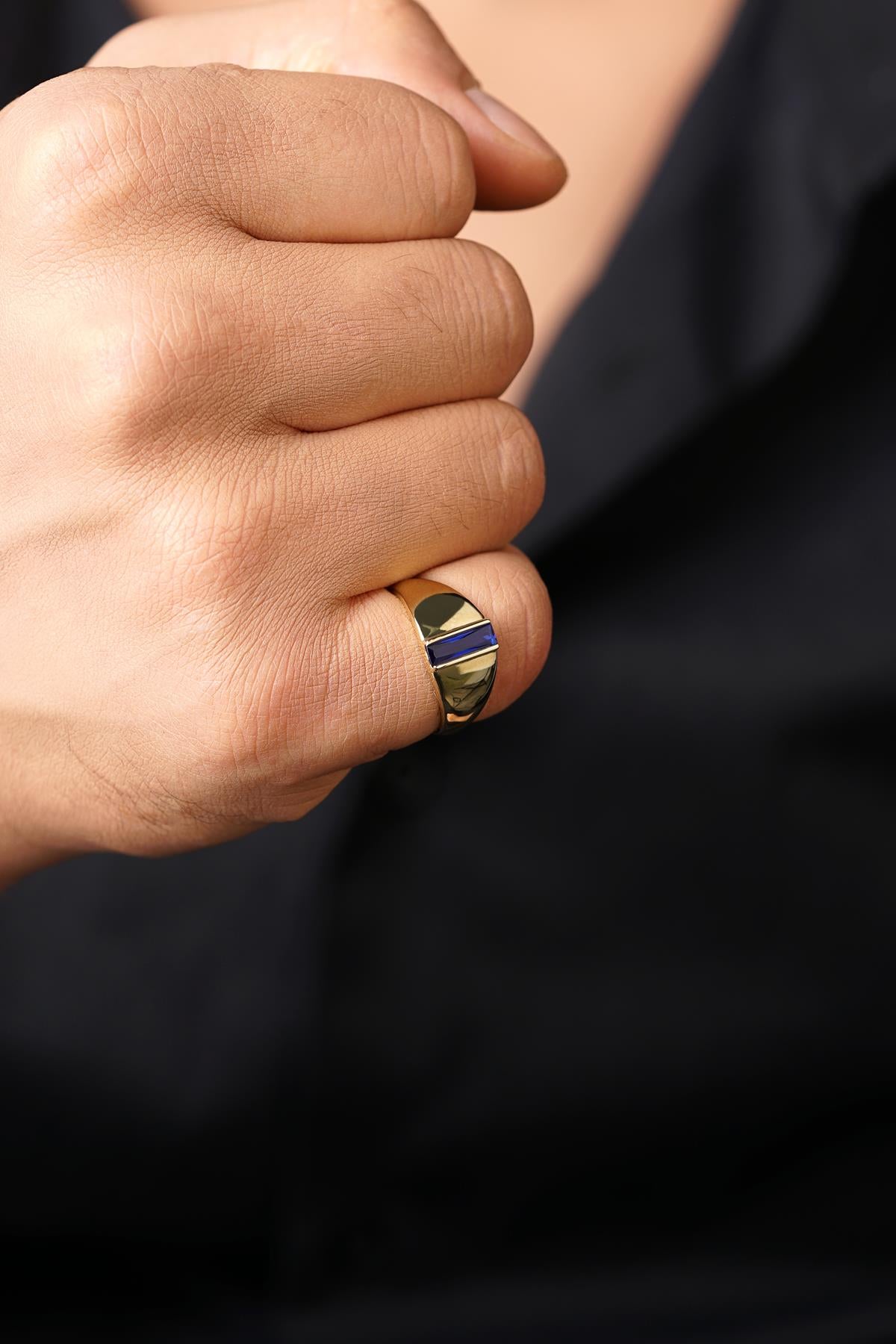 14ct Gold Sapphire Bar Ring