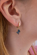 14ct Gold Sapphire Stone Butterfly Huggie Earrings