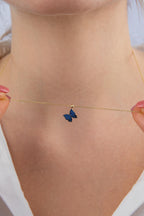 14ct Gold Sapphire Stone Butterfly Necklace