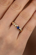 14ct Gold Sapphire Stone Domed Ring