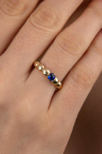 14ct Gold Sapphire Stone Domed Ring