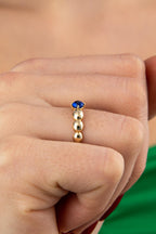 14ct Gold Sapphire Stone Domed Ring