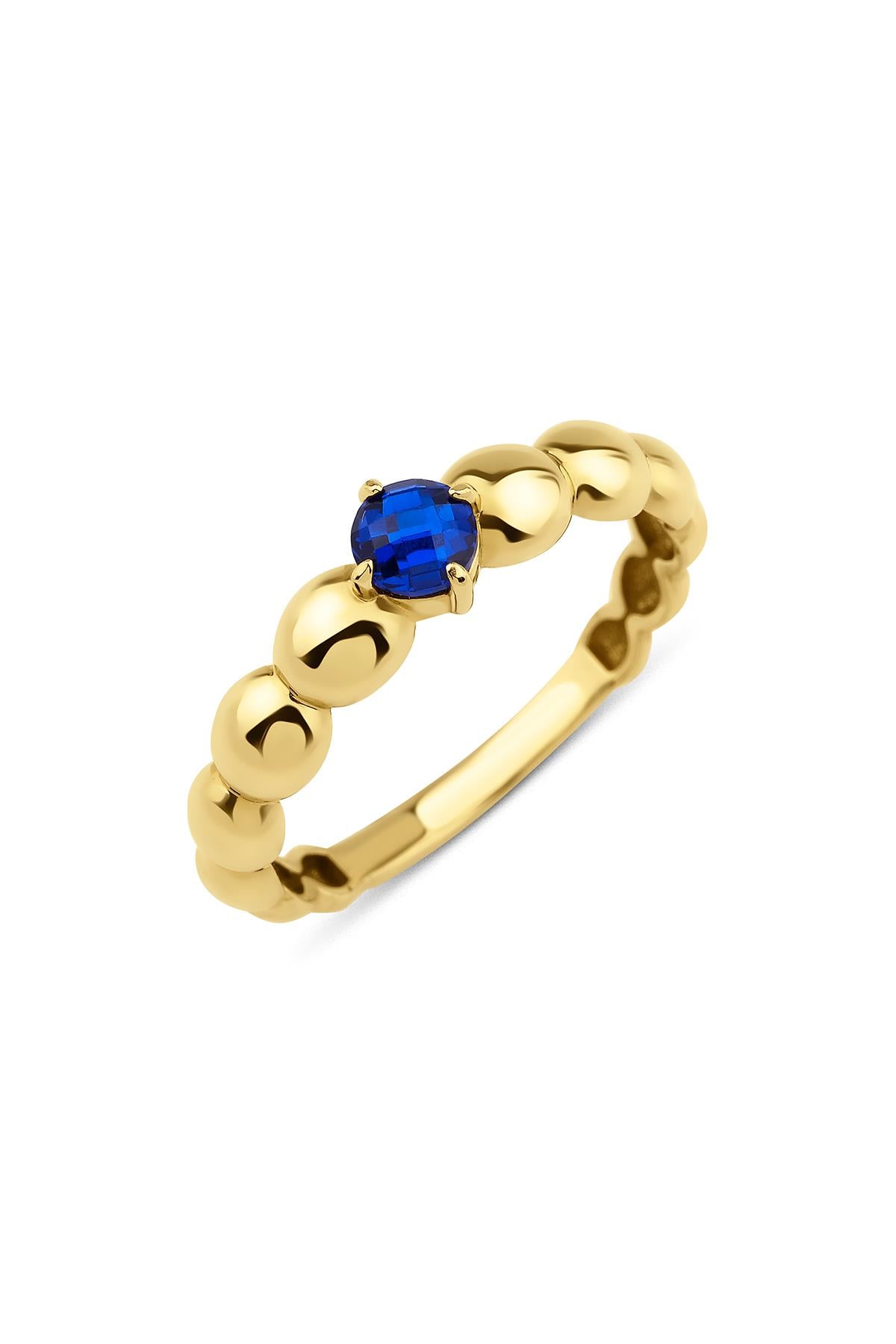 14ct Gold Sapphire Stone Domed Ring