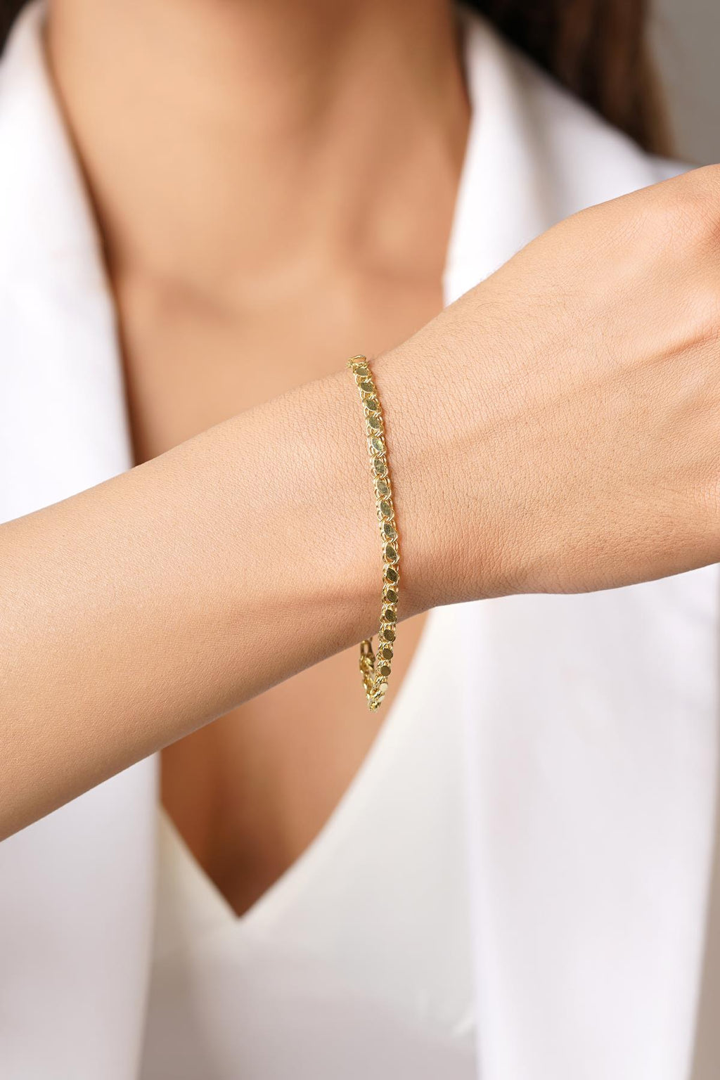 14ct Gold Sequin Chain Bracelet 0.137 inch