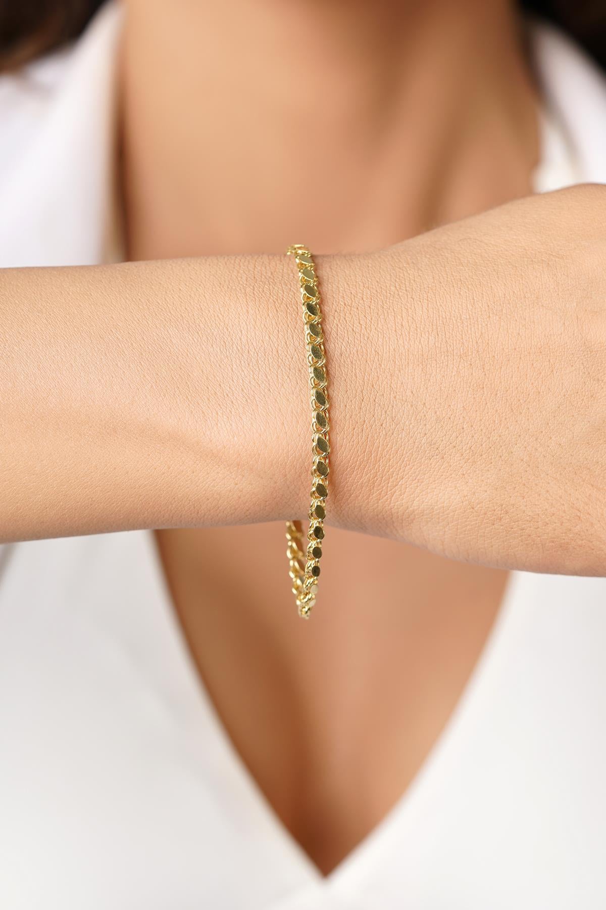 14ct Gold Sequin Chain Bracelet 0.137 inch