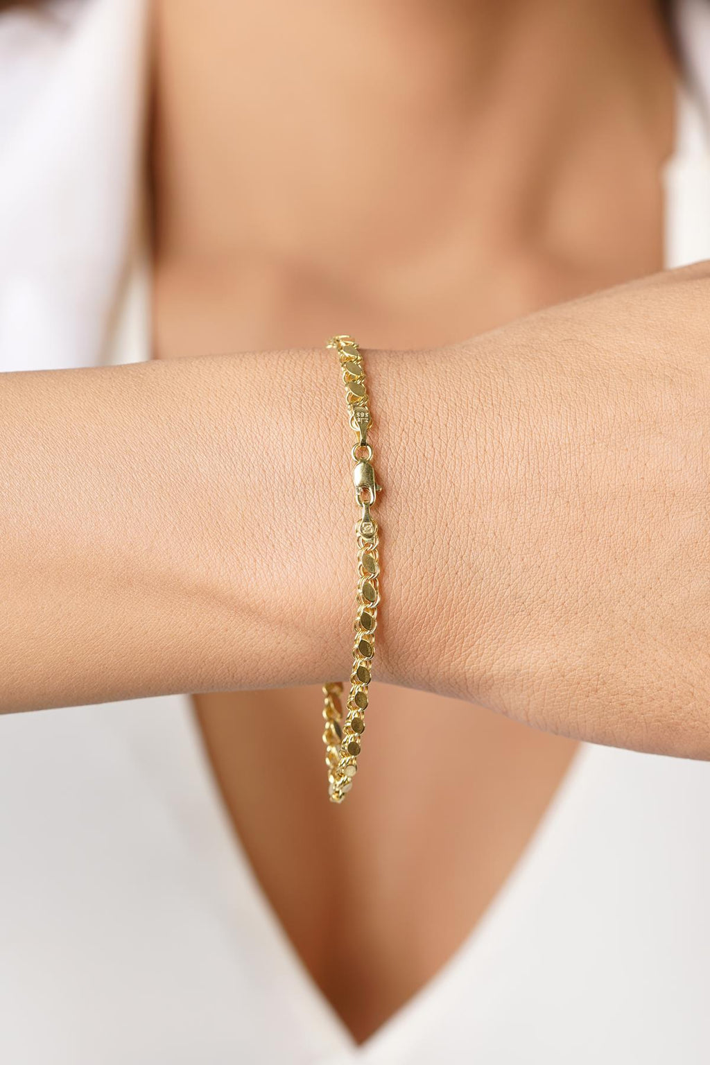 14ct Gold Sequin Chain Bracelet 0.137 inch