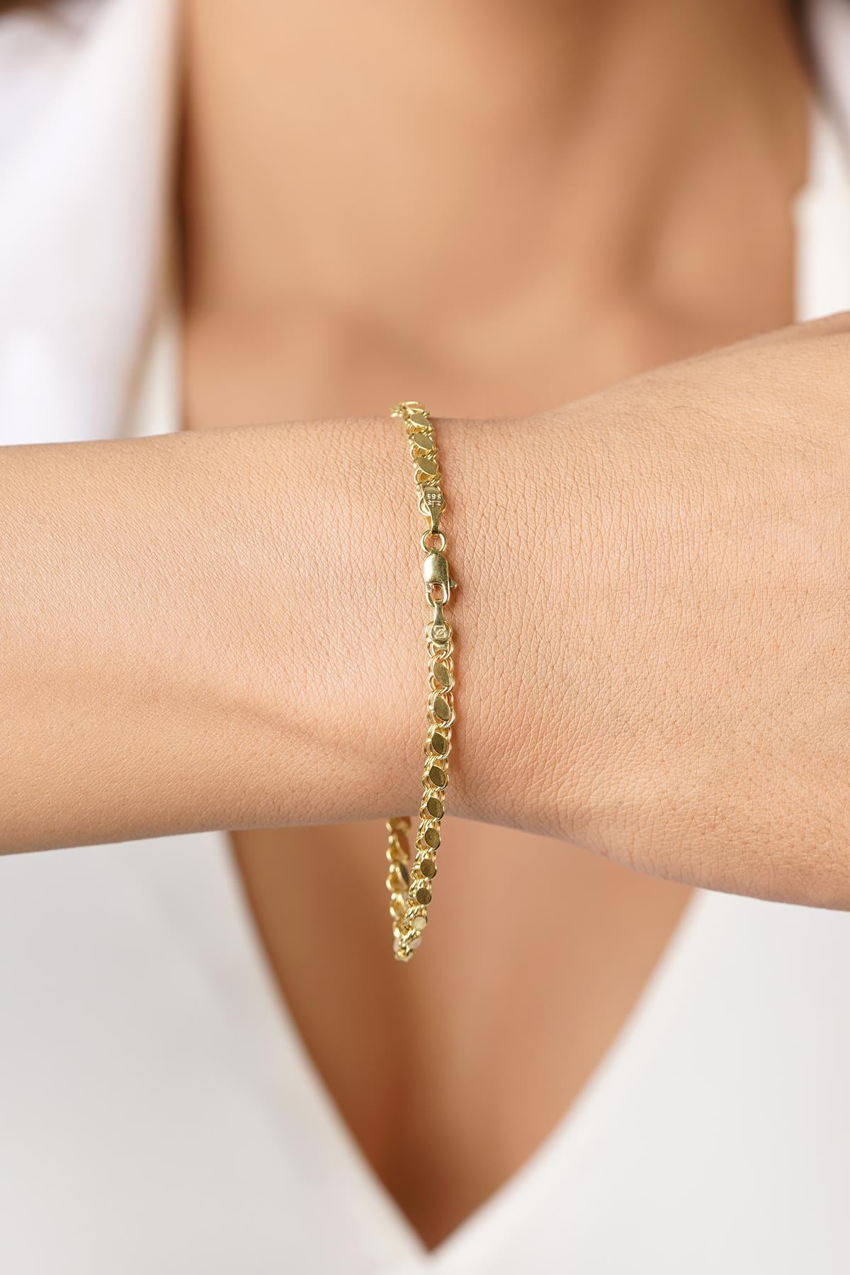 14ct Gold Sequin Chain Bracelet 0.137 inch