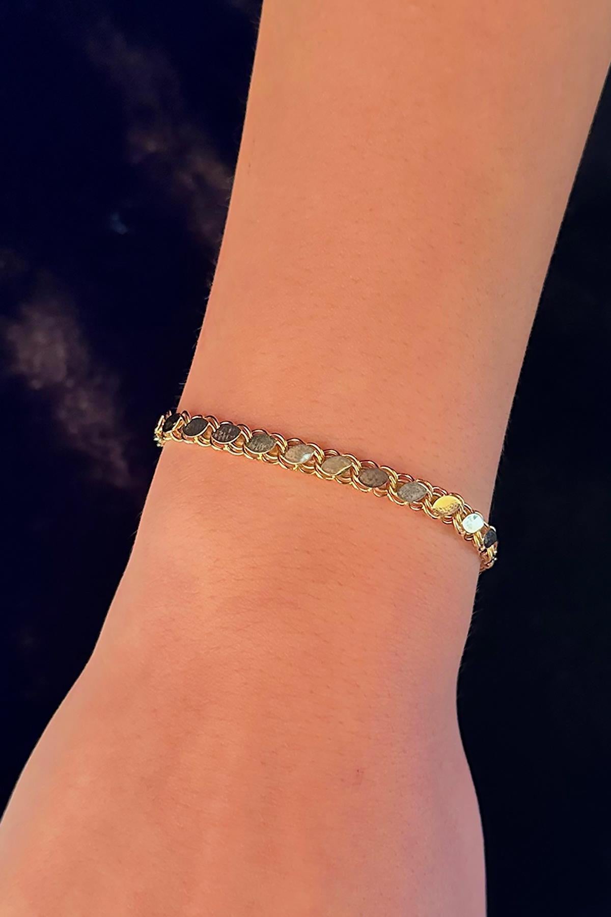 14K Gold Sequin Chin Bracelet  0.194 inch