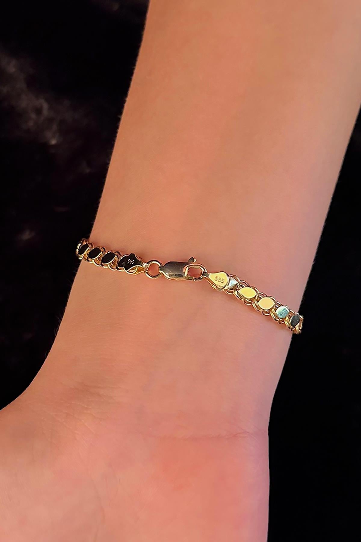 14K Gold Sequin Chin Bracelet  0.194 inch