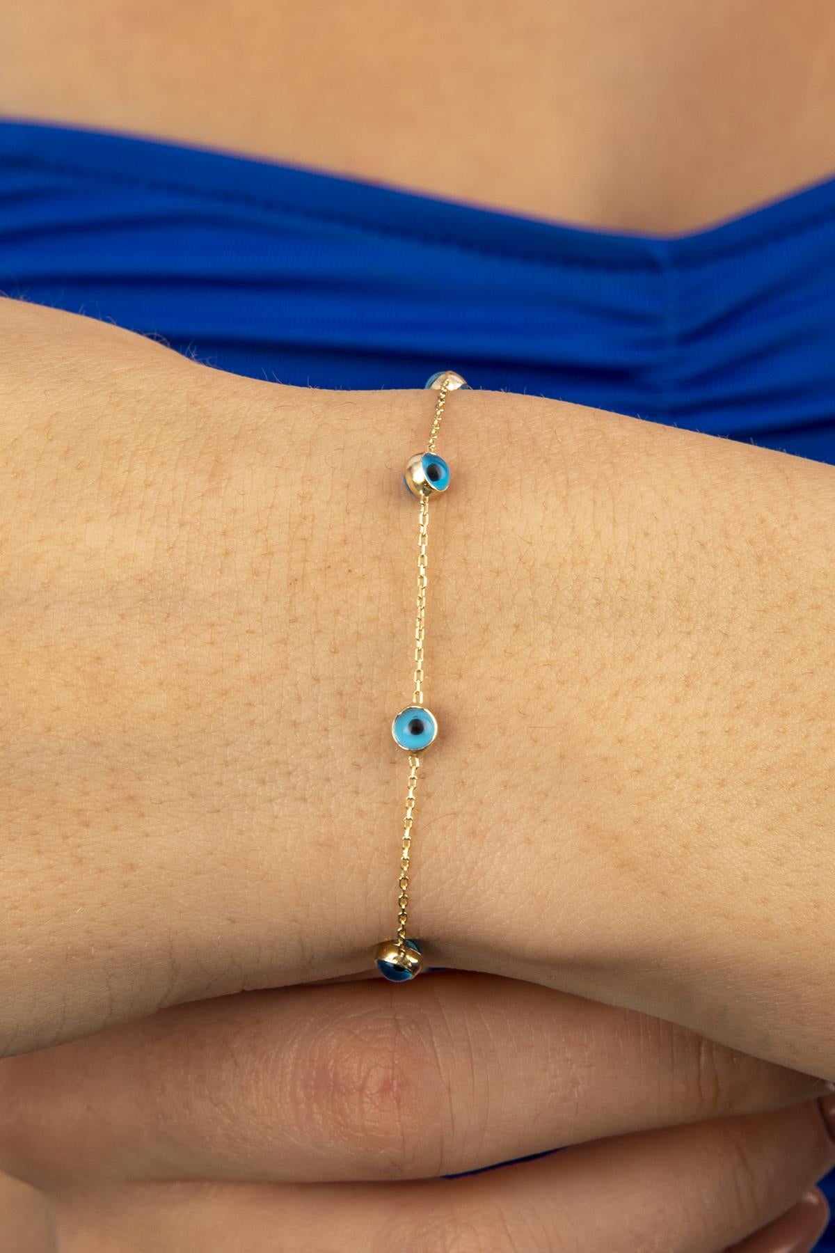 14ct Gold Seven Evil Eye Bracelet