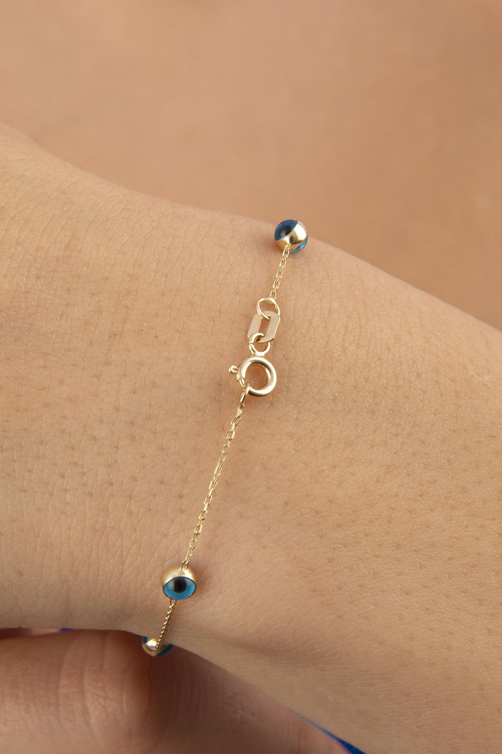 14ct Gold Seven Evil Eye Bracelet