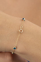 14ct Gold Seven Evil Eye Bracelet