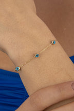 14ct Gold Seven Evil Eye Bracelet