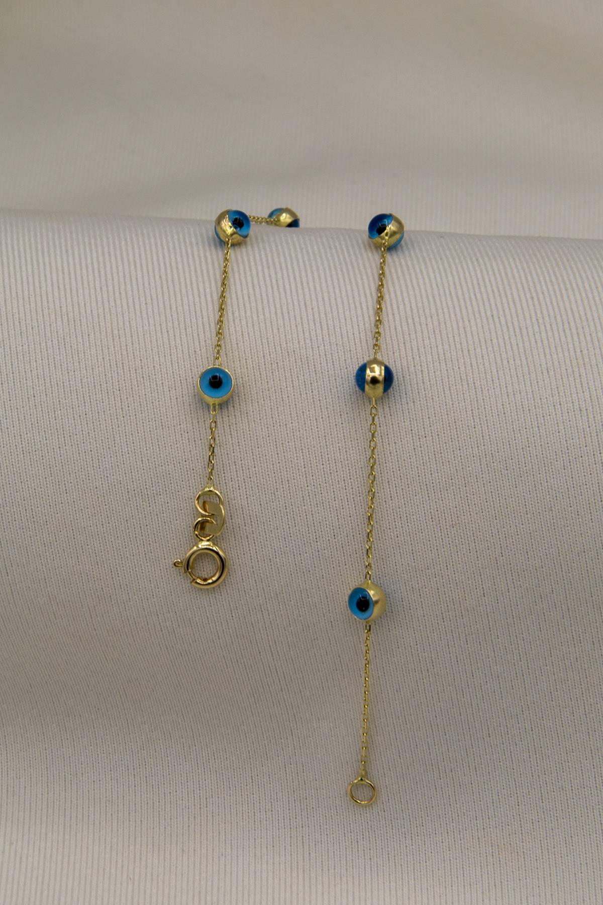 14ct Gold Seven Evil Eye Bracelet